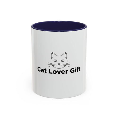 Cat Lover Accent Coffee Mug — Cute Cat Face Gift (11oz & 15oz)