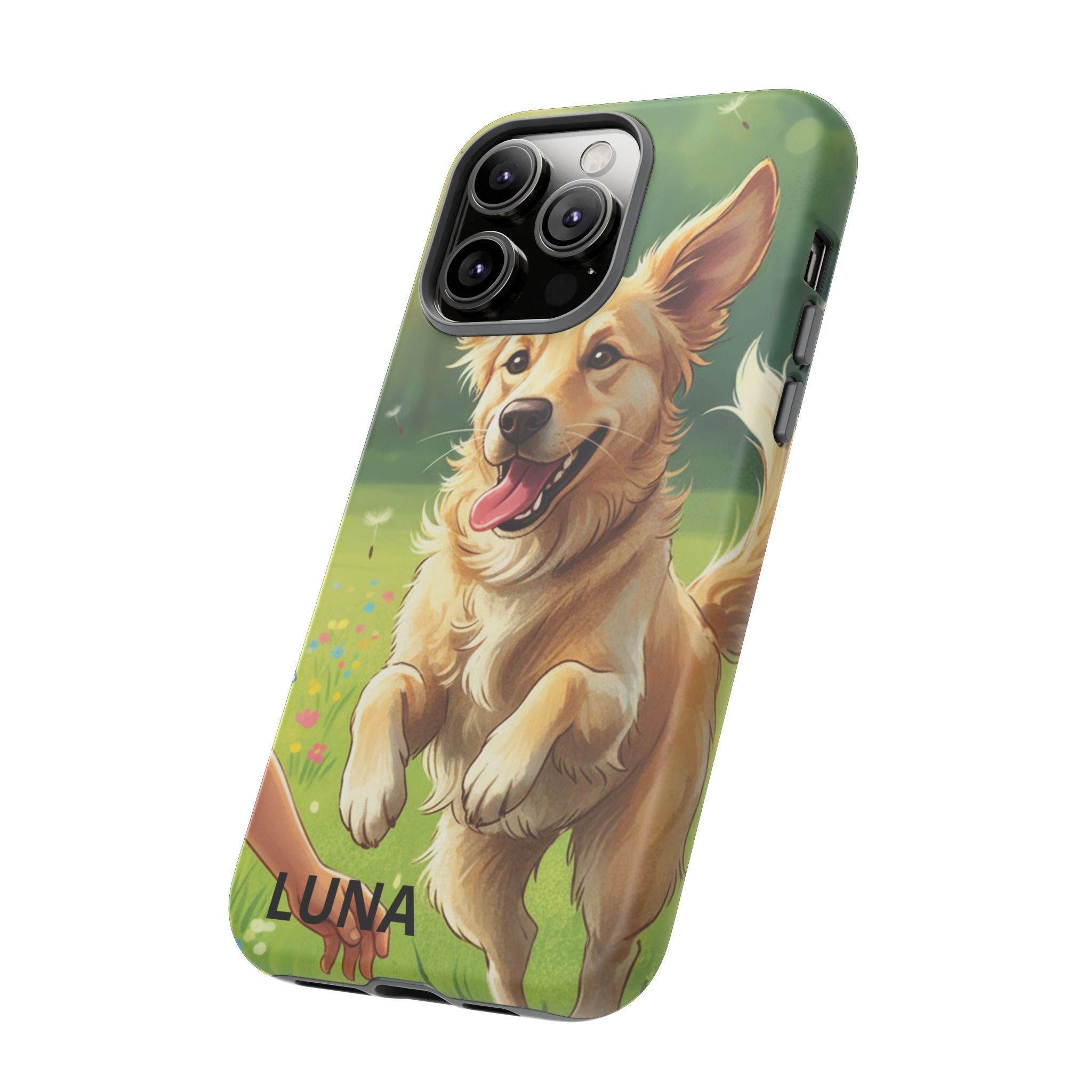 Phone Case - Personalized Cute Golden Retriever Phone Case (Name Customizable)