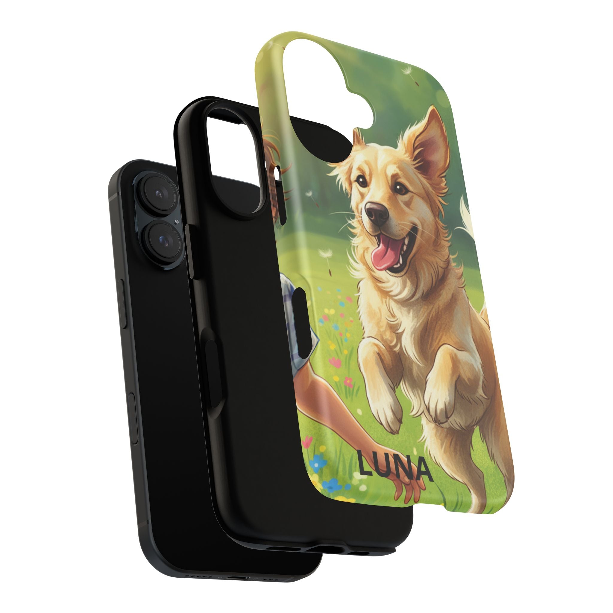 Phone Case - Personalized Cute Golden Retriever Phone Case (Name Customizable)