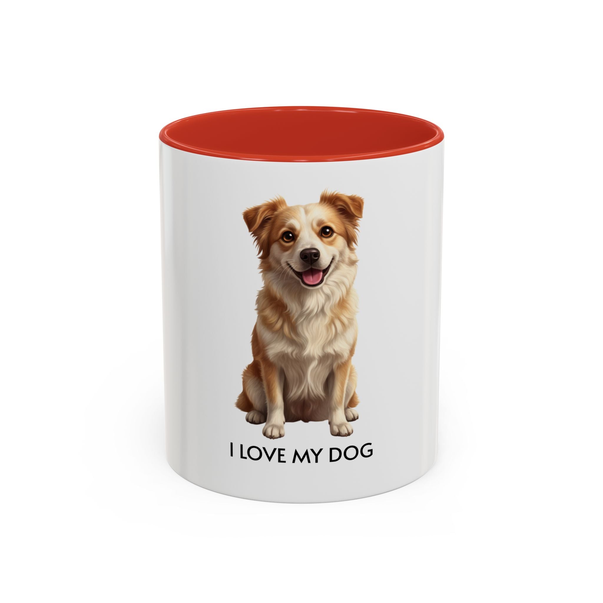 I Love My Dog Coffee Mug — Cute Dog Illustration Accent Mug (11/15oz)