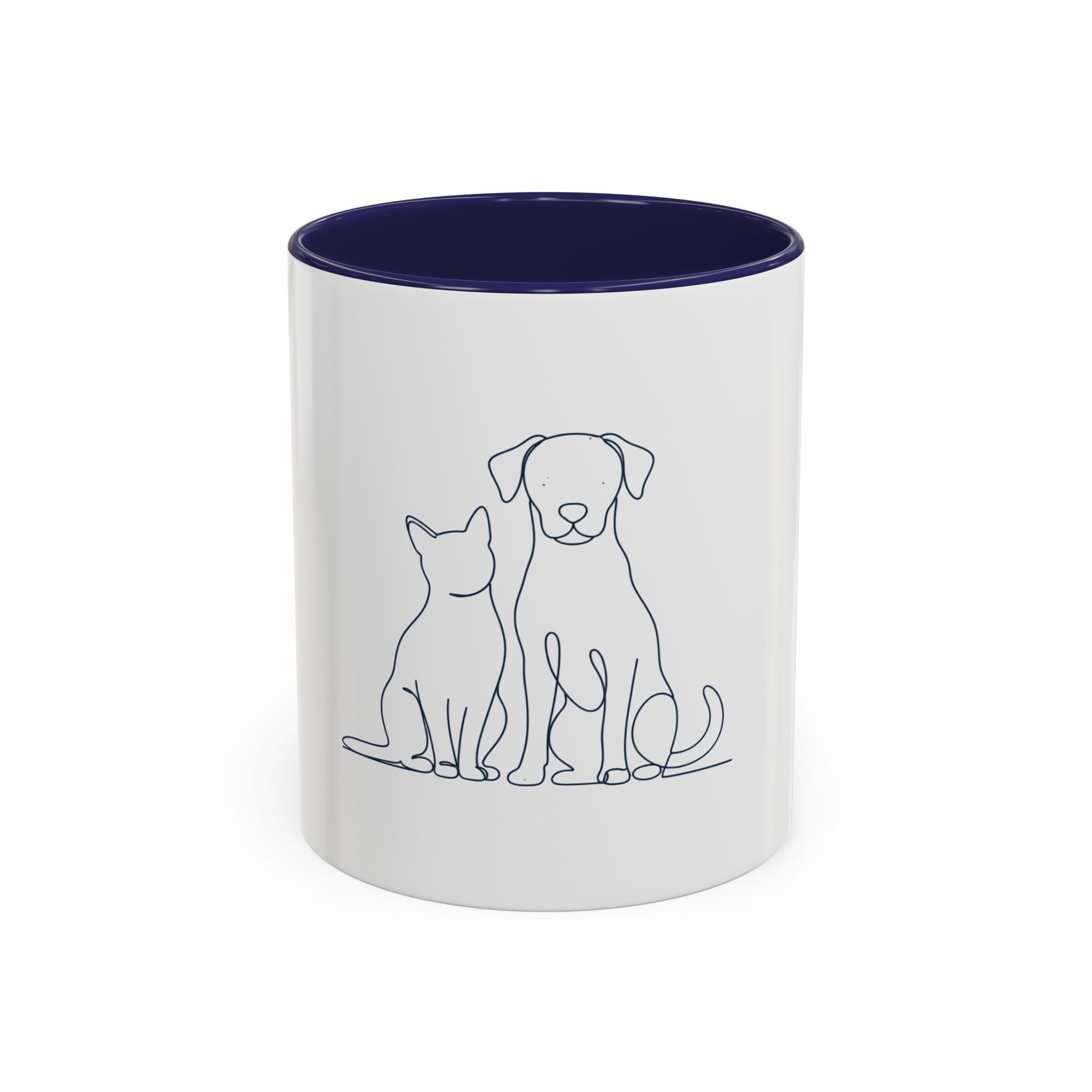 Personalized Cat & Dog Line Art Coffee Mug — Accent 11/15oz
