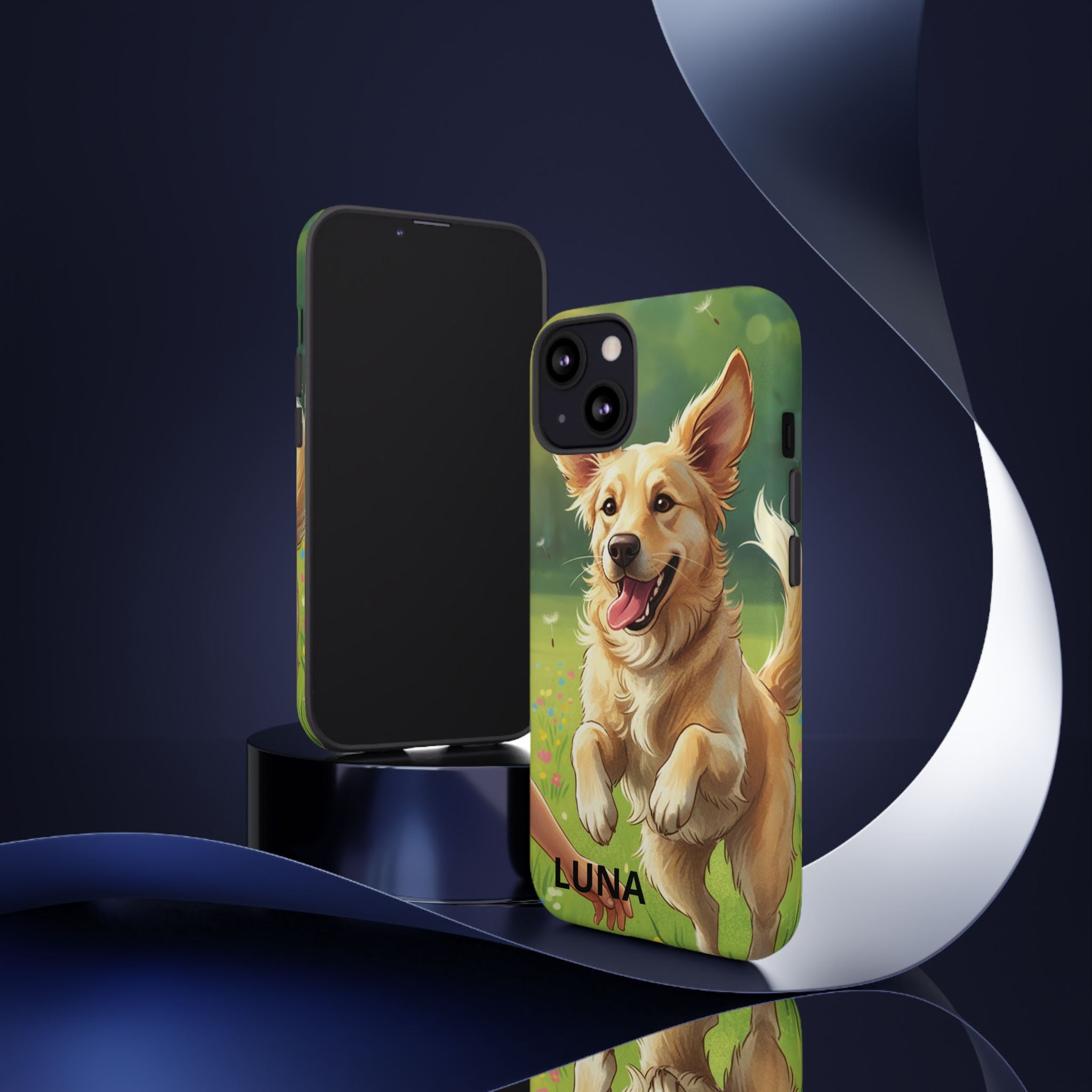 Phone Case - Personalized Cute Golden Retriever Phone Case (Name Customizable)