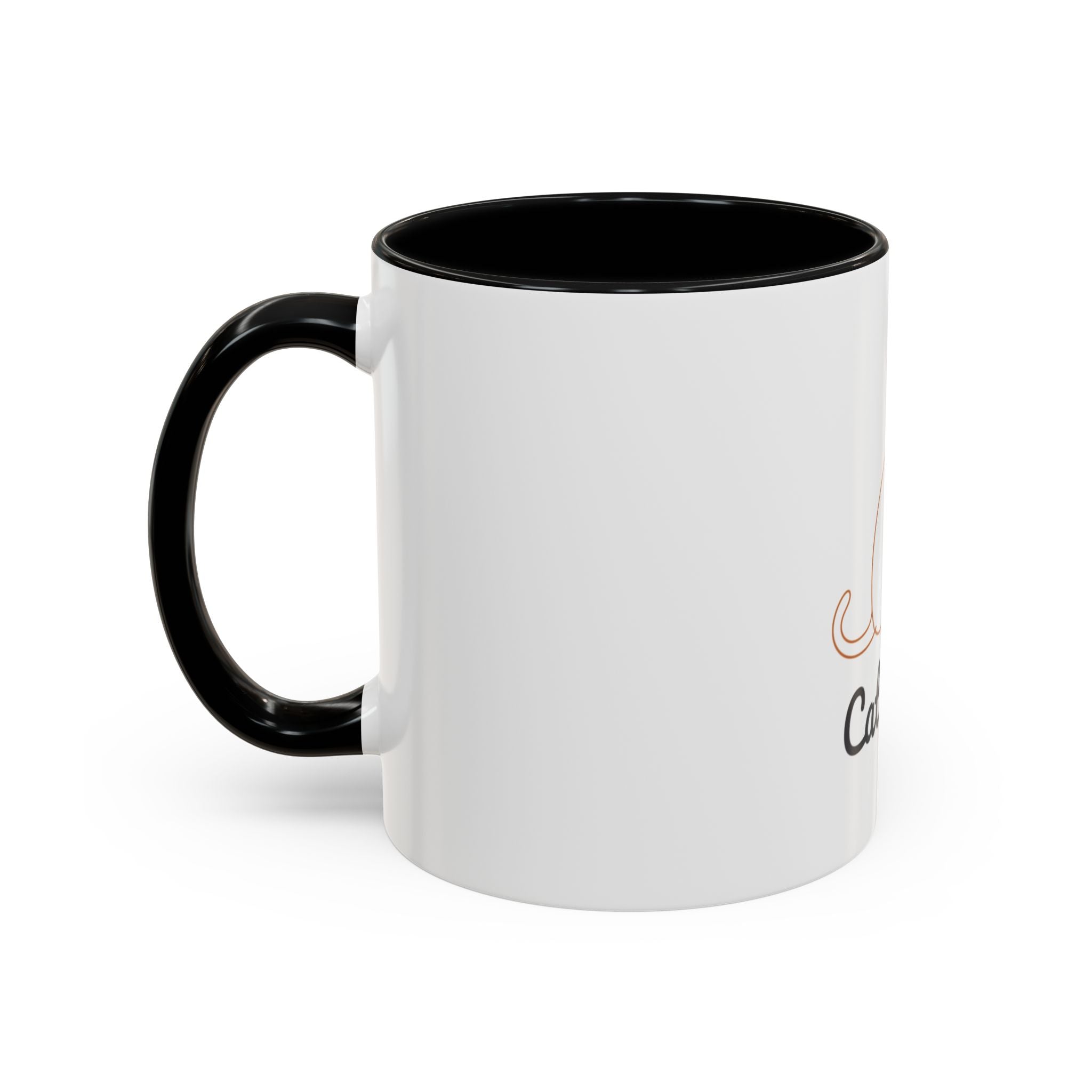 Cat Mom Accent Coffee Mug — 11/15oz Cat Lover Ceramic Mug (Black Interior & Handle)