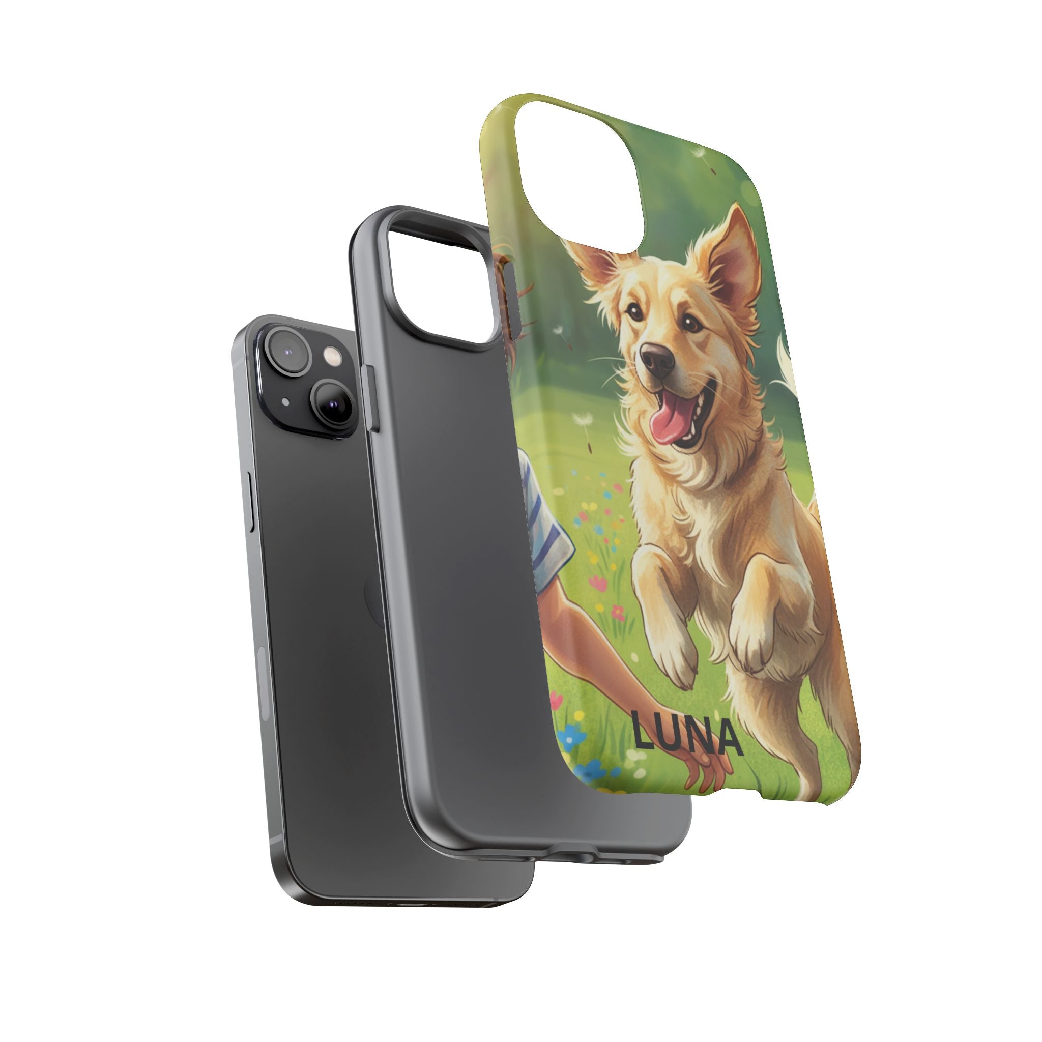 Phone Case - Personalized Cute Golden Retriever Phone Case (Name Customizable)