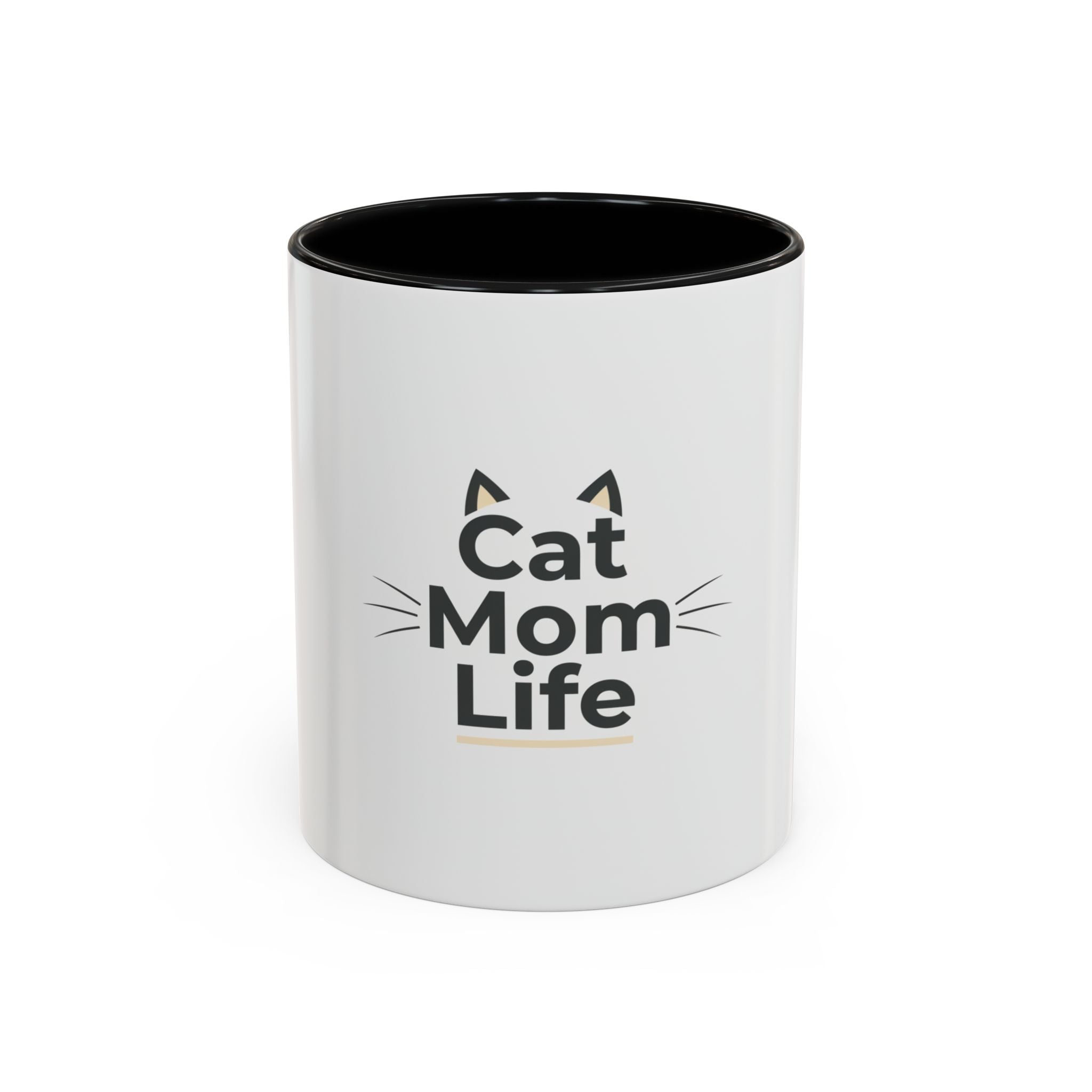 Cat Mom Life Accent Coffee Mug — Cute Cat Mom Gift (11/15 oz)
