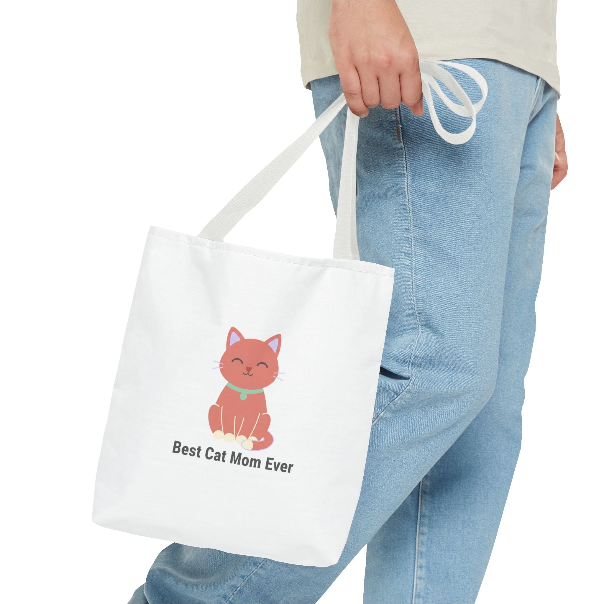 Best Cat Mom Ever Tote Bag — Cute Cat Graphic Canvas Tote for Cat Lovers