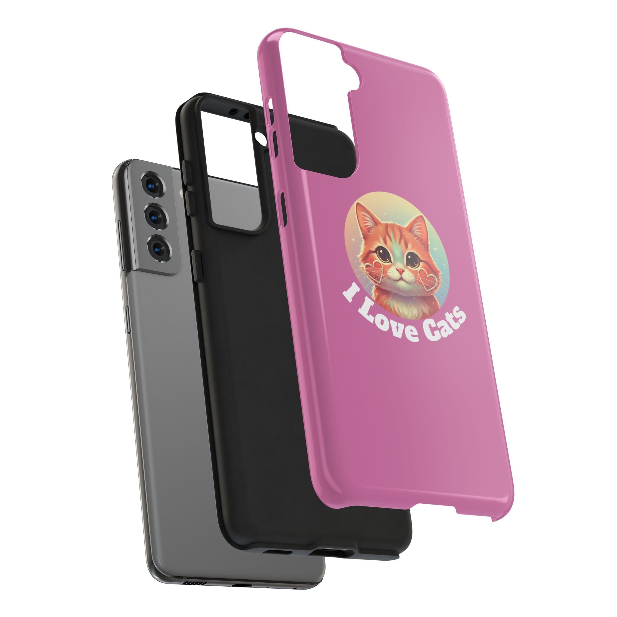 I Love Cat Tough Phone Case — Cute Retro Kitty Protective Phone Cover