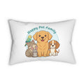 Happy Pet Family Lumbar Pillow — Cute Dog, Cat, Bunny & Bird Decorative Pillow