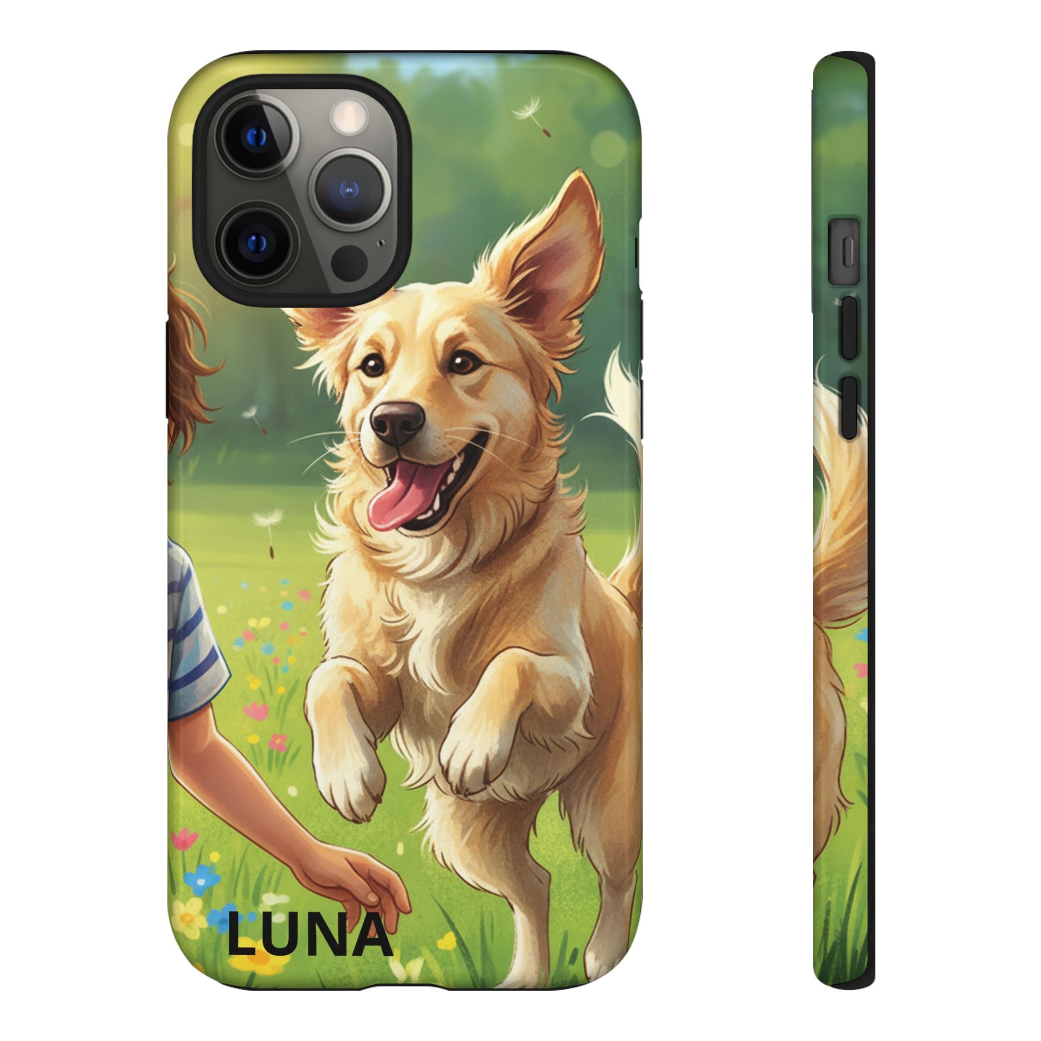 Phone Case - Personalized Cute Golden Retriever Phone Case (Name Customizable)