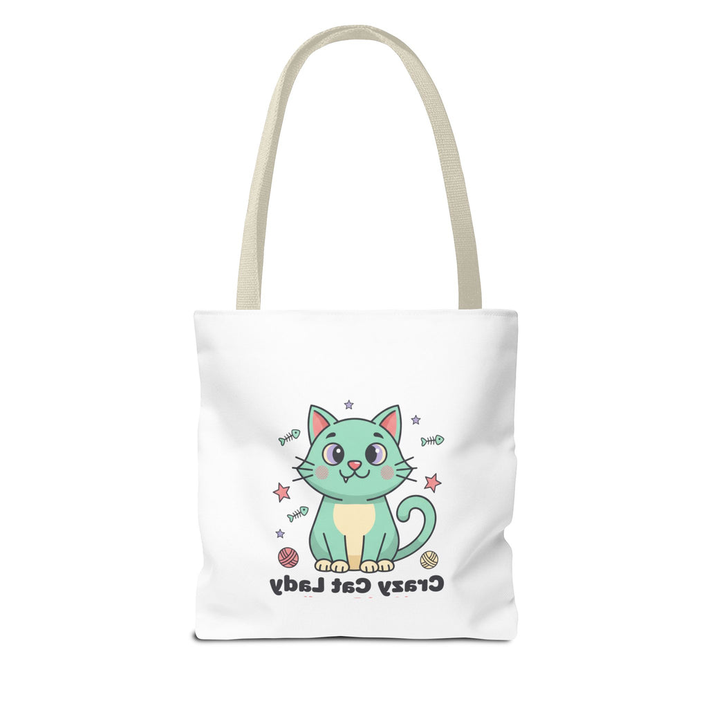 Crazy Cat Lady Tote Bag — Cute Cartoon Cat All-Over Print