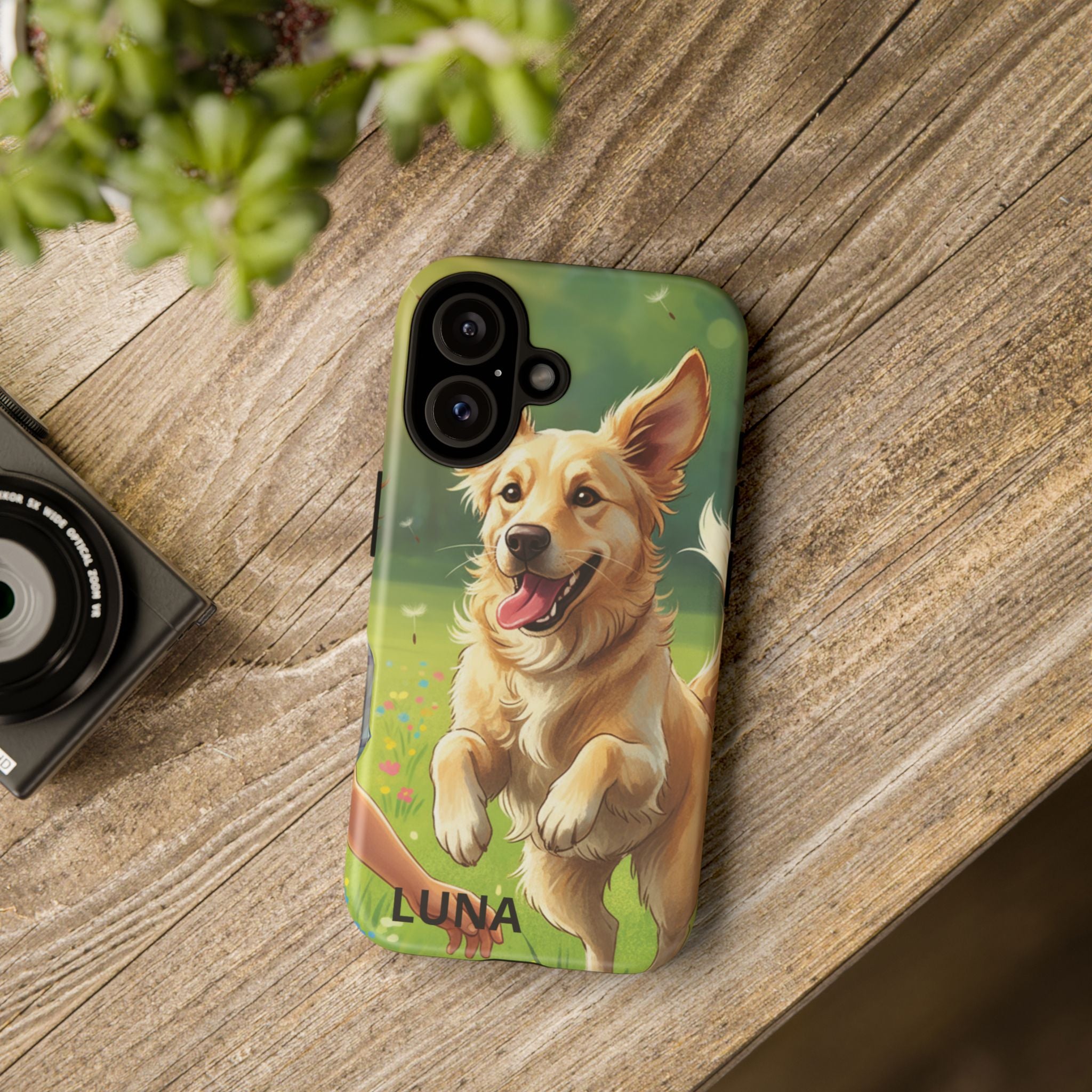 Phone Case - Personalized Cute Golden Retriever Phone Case (Name Customizable)