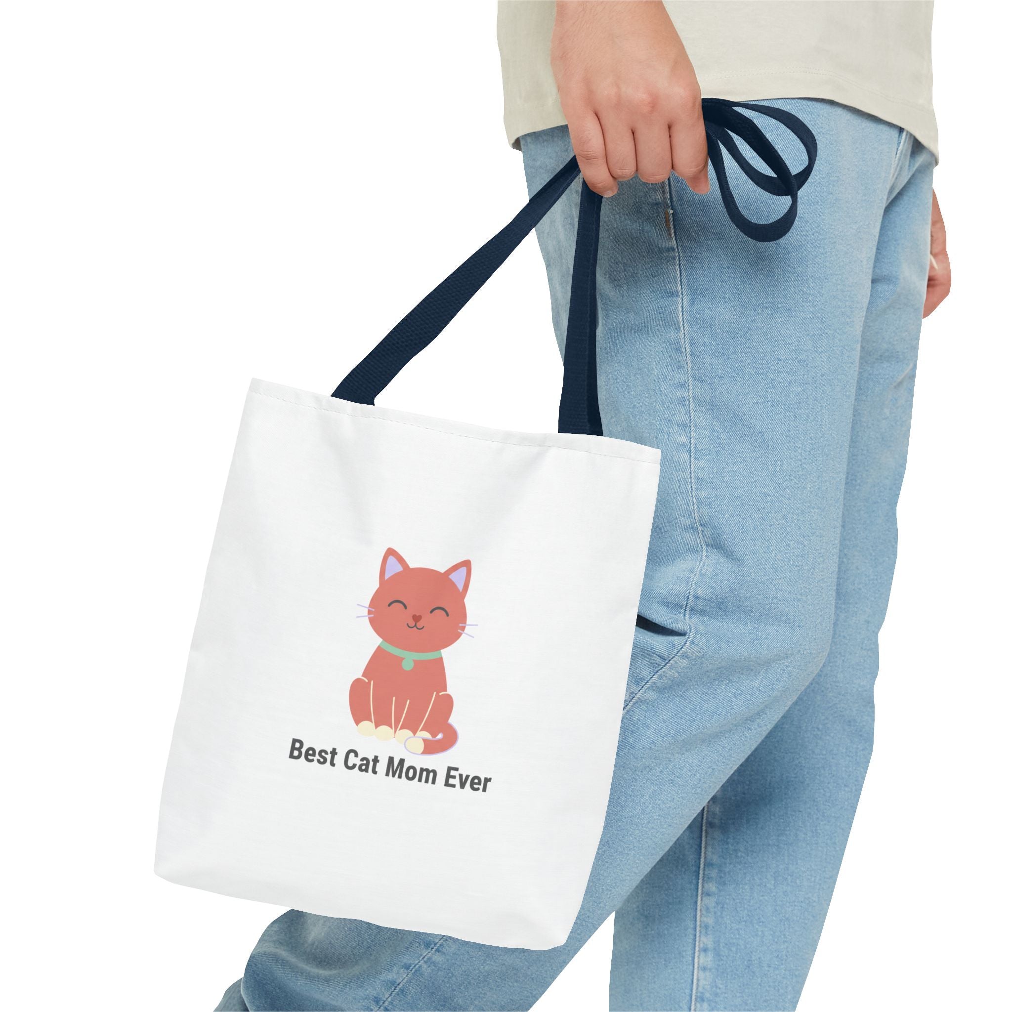 Best Cat Mom Ever Tote Bag — Cute Cat Graphic Canvas Tote for Cat Lovers