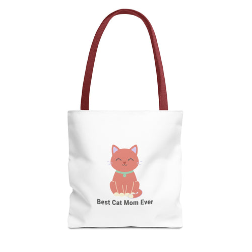 Best Cat Mom Ever Tote Bag — Cute Cat Graphic Canvas Tote for Cat Lovers