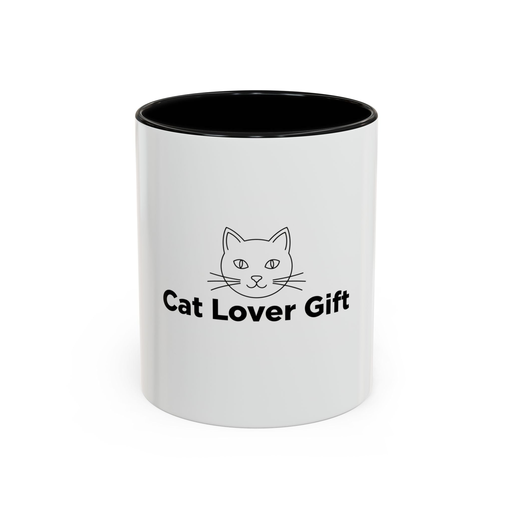 Cat Lover Accent Coffee Mug — Cute Cat Face Gift (11oz & 15oz)