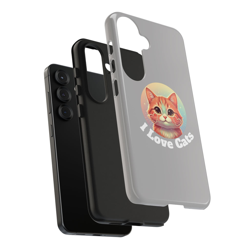 I Love Cat Tough Phone Case — Cute Retro Kitty Protective Phone Cover