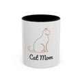 Cat Mom Accent Coffee Mug — 11/15oz Cat Lover Ceramic Mug (Black Interior & Handle)