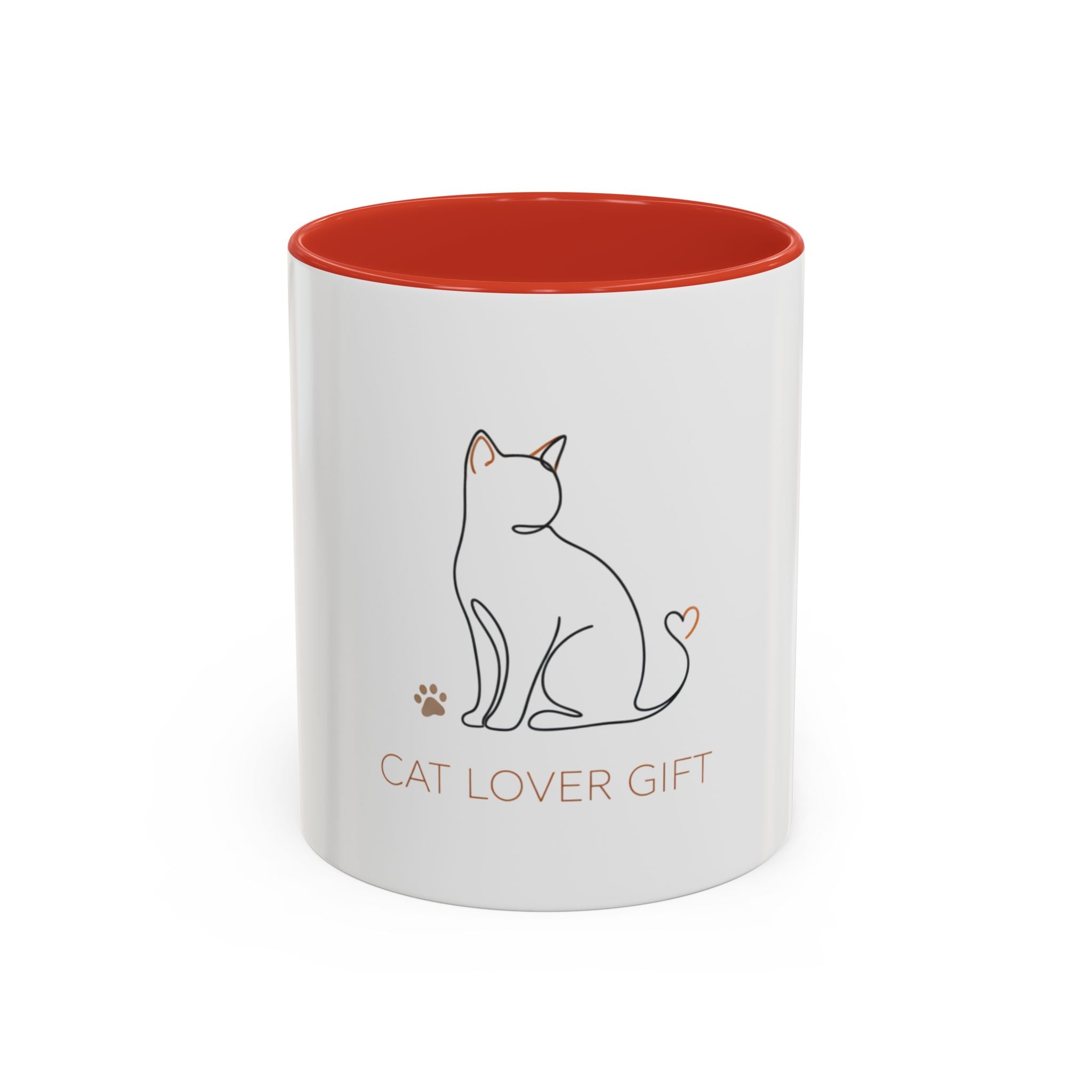 Cat Lover Accent Coffee Mug — 'Cat Lover Gift' Cute Minimal Line Art Ceramic Mug