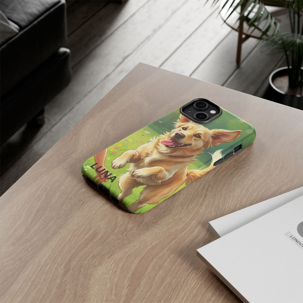 Phone Case - Personalized Cute Golden Retriever Phone Case (Name Customizable)