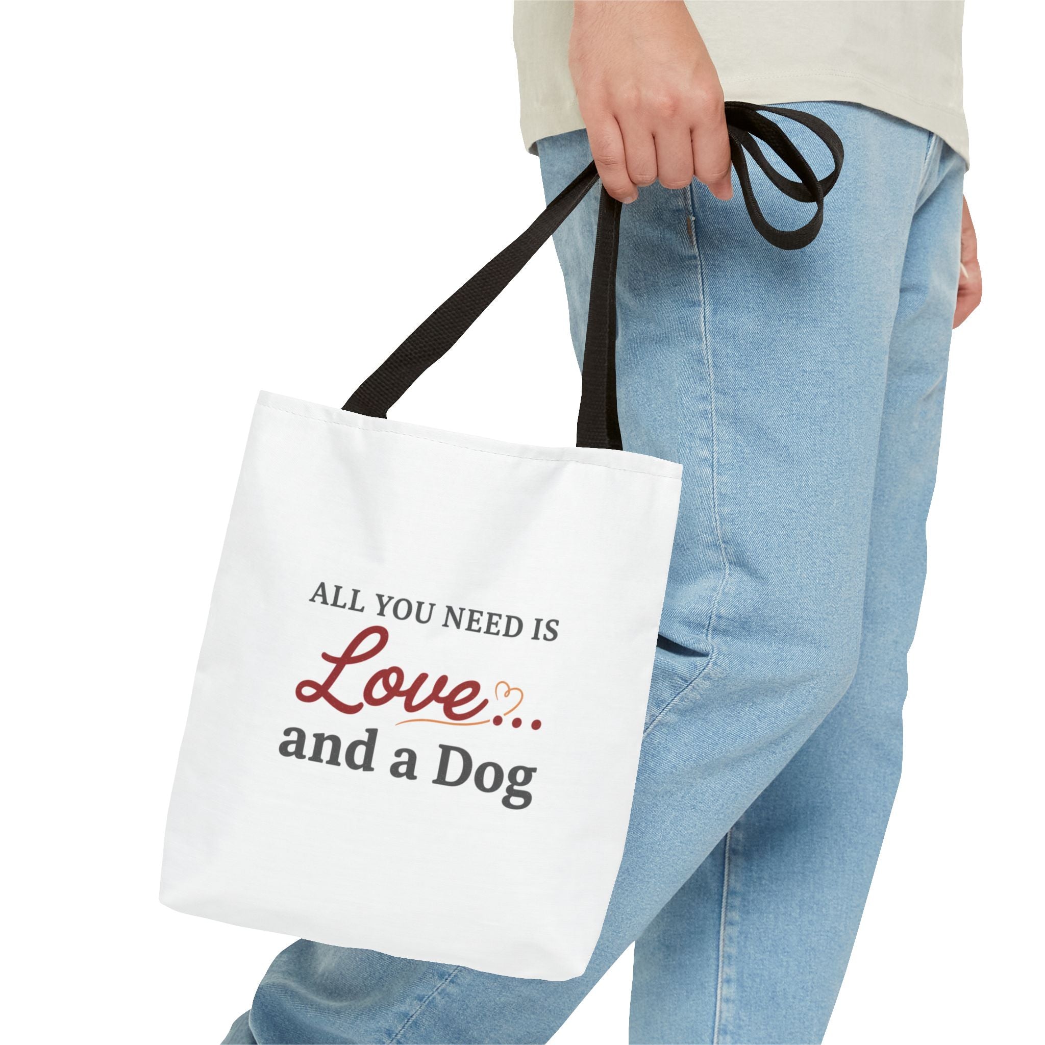 All You Need Is Love and Dog Tote Bag — Cute Dog Quote Canvas Tote