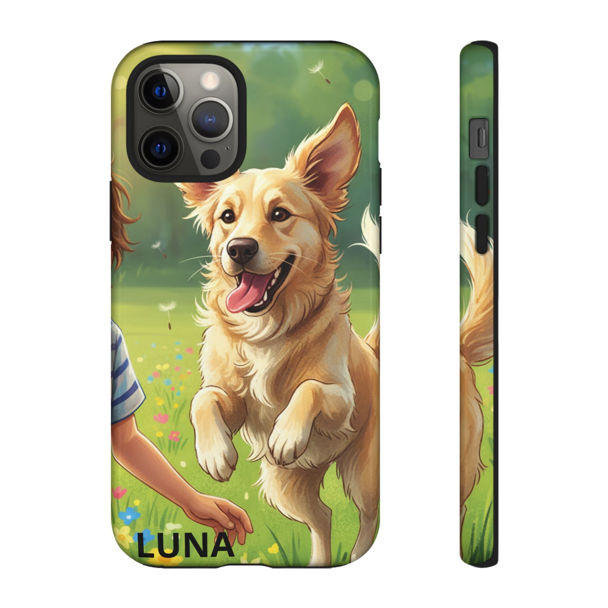 Phone Case - Personalized Cute Golden Retriever Phone Case (Name Customizable)