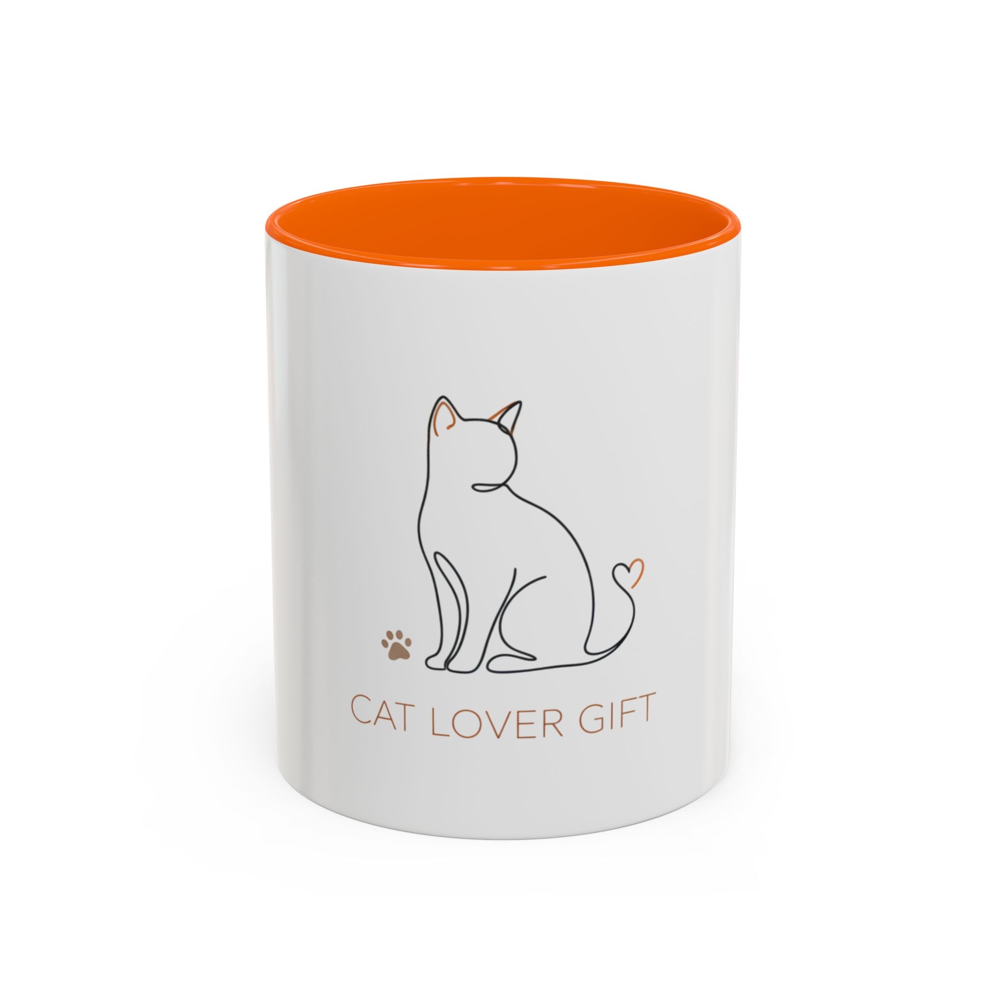 Cat Lover Accent Coffee Mug — 'Cat Lover Gift' Cute Minimal Line Art Ceramic Mug