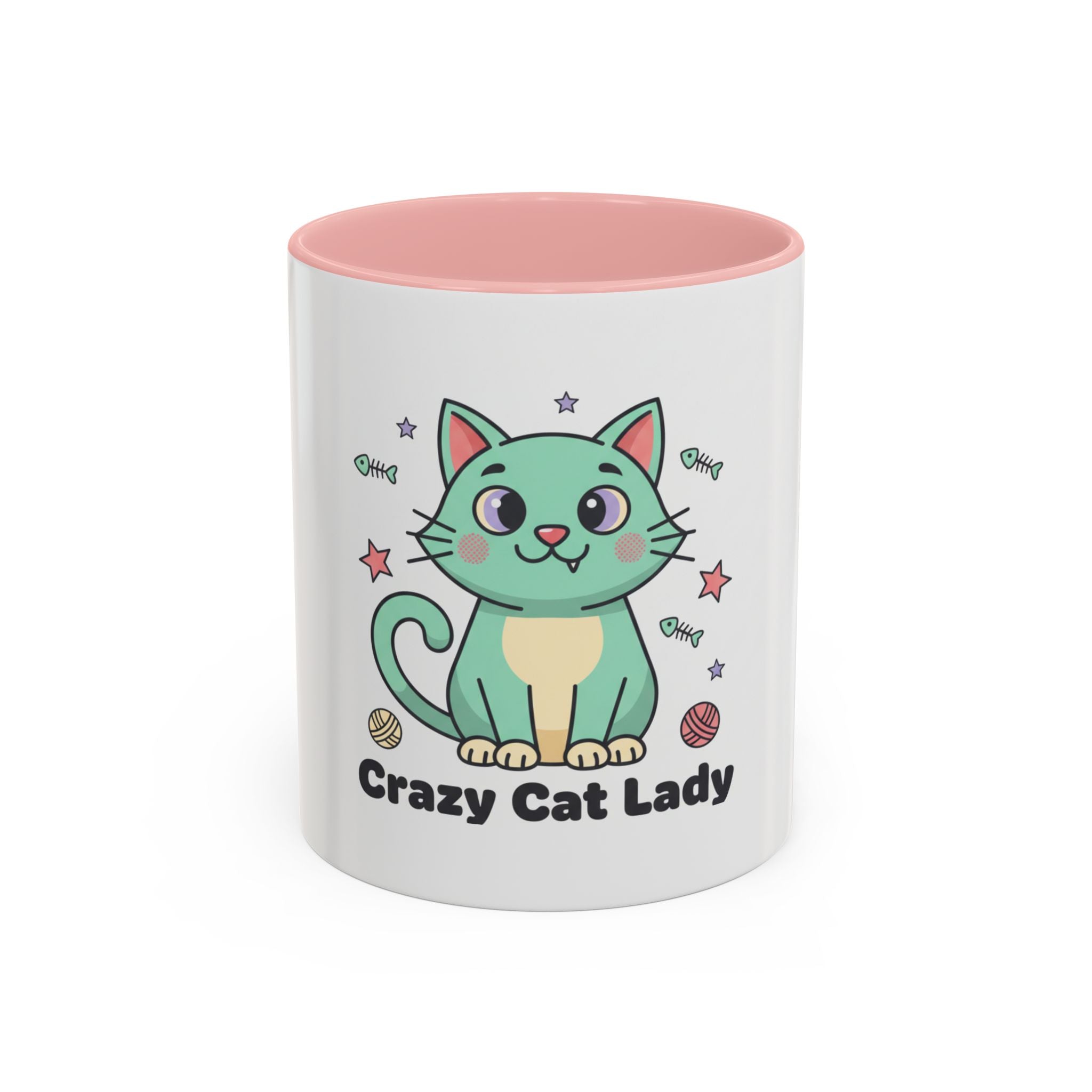Mint Green Cat Accent Mug, Cute Ceramic Coffee Cup for Cat Lovers, Microwave and Dishwasher Safe, 11oz or 15oz