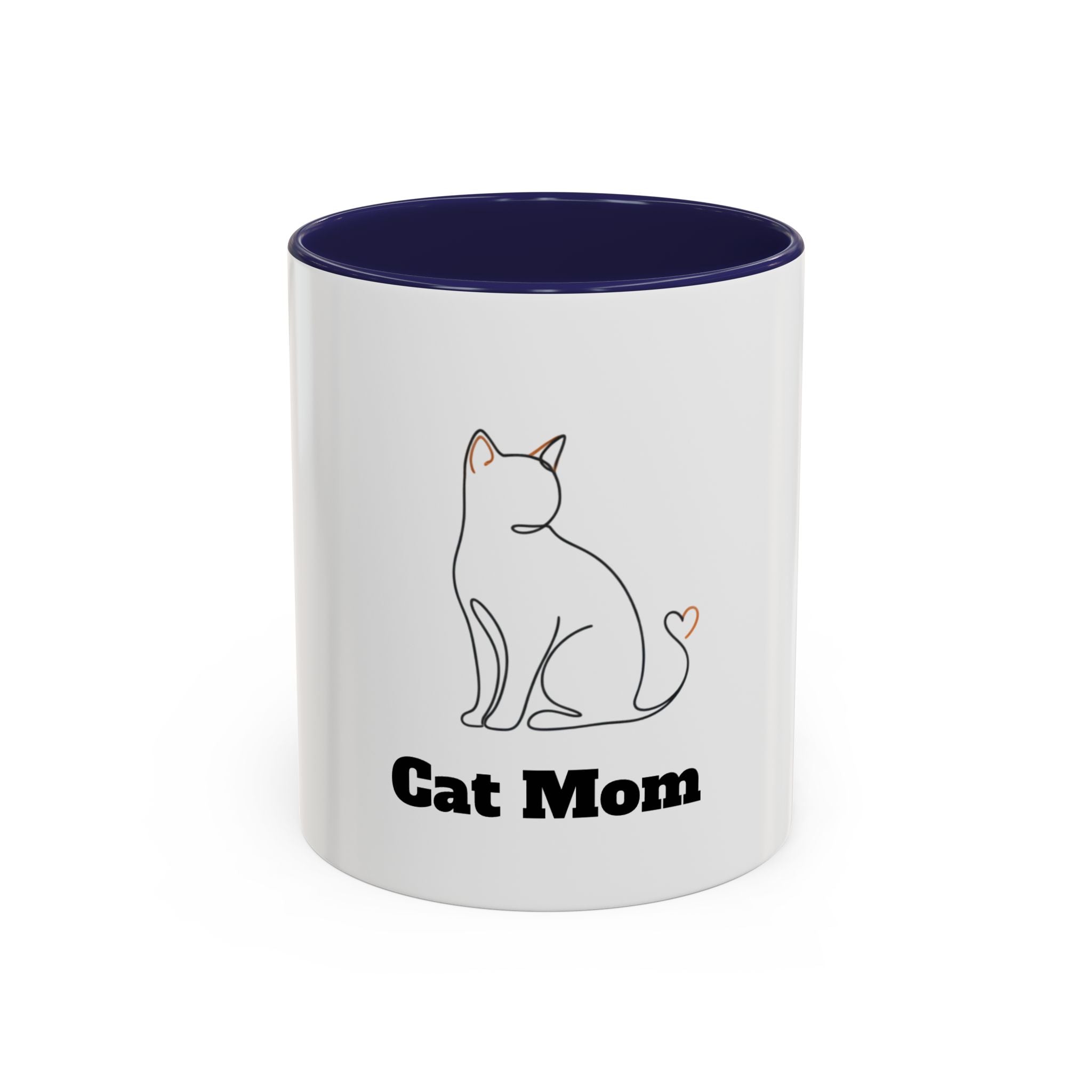 Cat Mom Accent Coffee Mug — Cute Cat Mom Ceramic Coffee Cup (11/15oz)