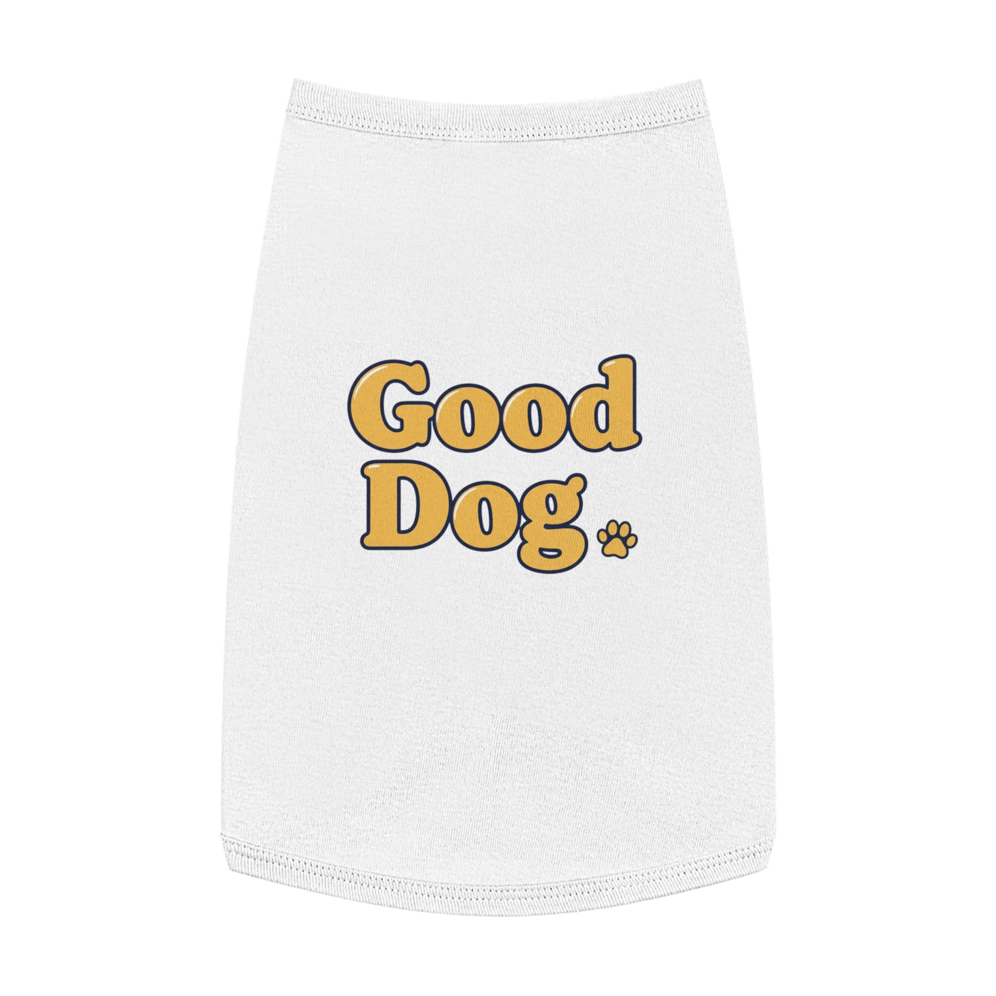 Good Dog Pet Tank Top — Grey Dog Shirt with Retro Yellow Text
