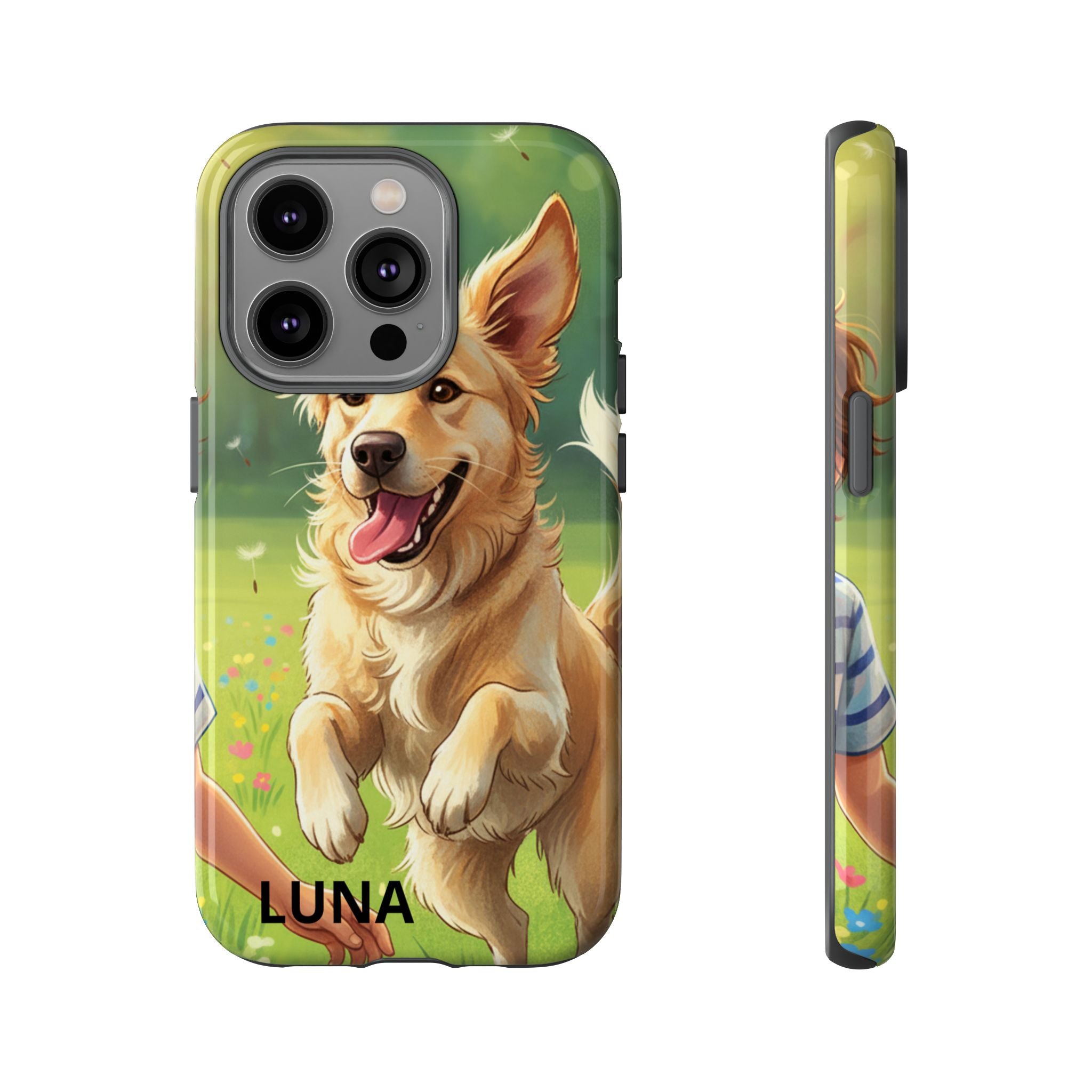 Phone Case - Personalized Cute Golden Retriever Phone Case (Name Customizable)