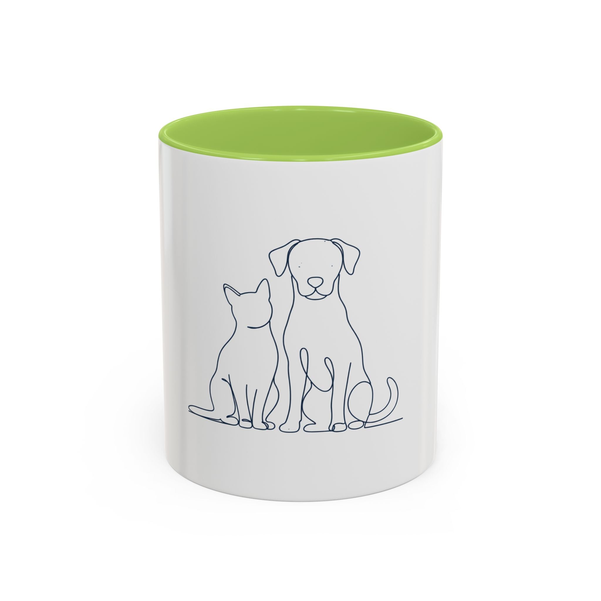 Personalized Cat & Dog Line Art Coffee Mug — Accent 11/15oz