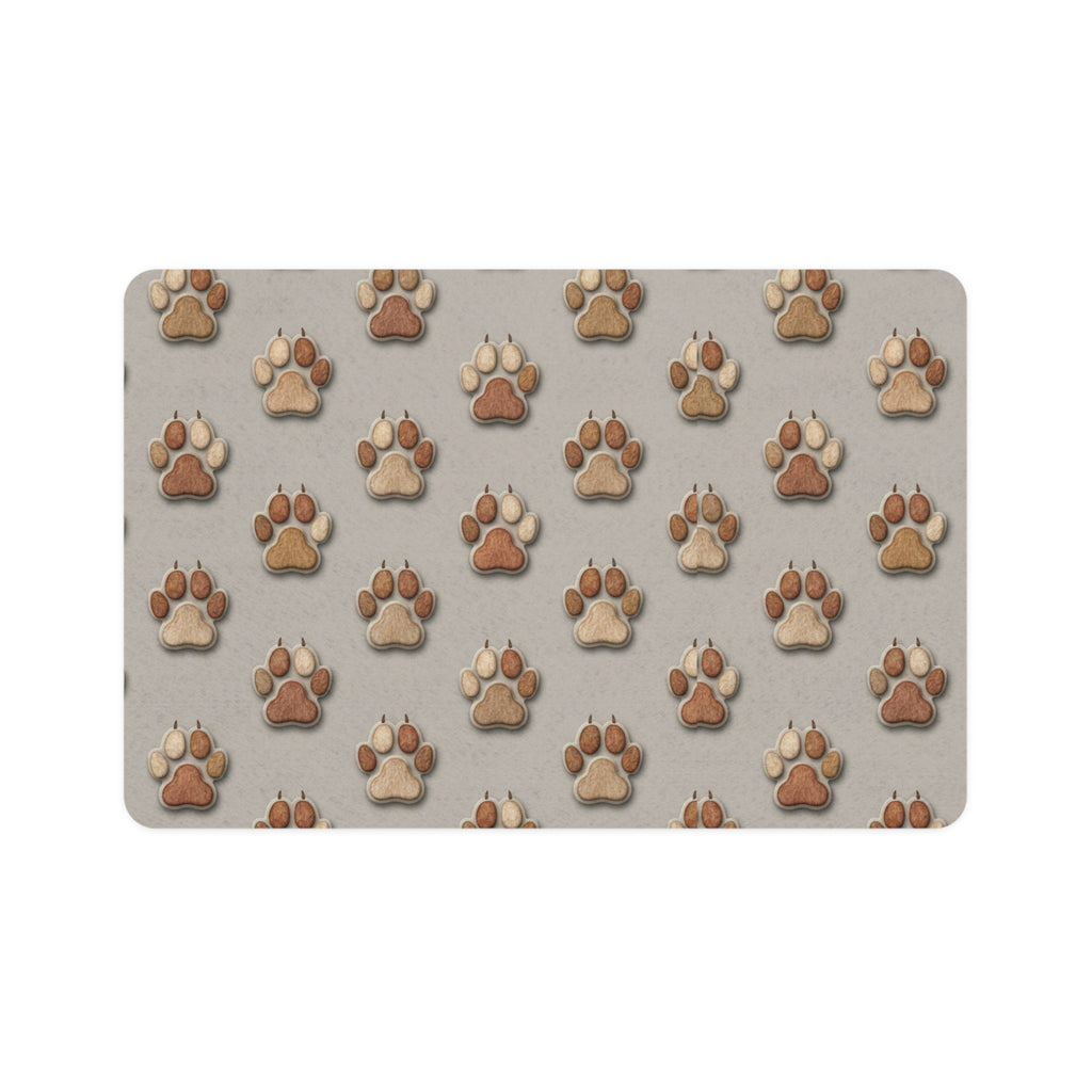 Paw Print Pet Food Mat (12x18) — Non-Slip Feeding Mat for Dogs & Cats
