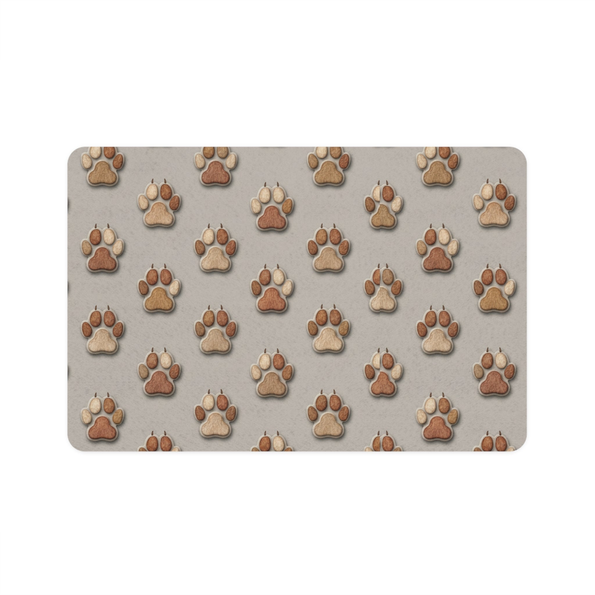 Paw Print Pet Food Mat (12x18) — Non-Slip Feeding Mat for Dogs & Cats