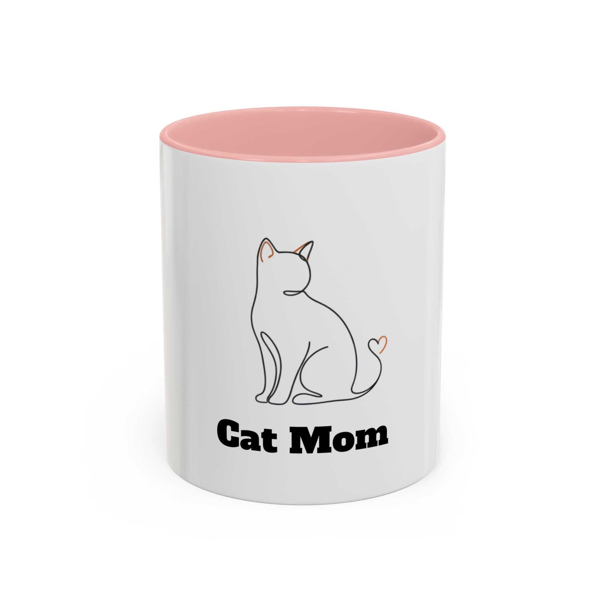 Cat Mom Accent Coffee Mug — Cute Cat Mom Ceramic Coffee Cup (11/15oz)