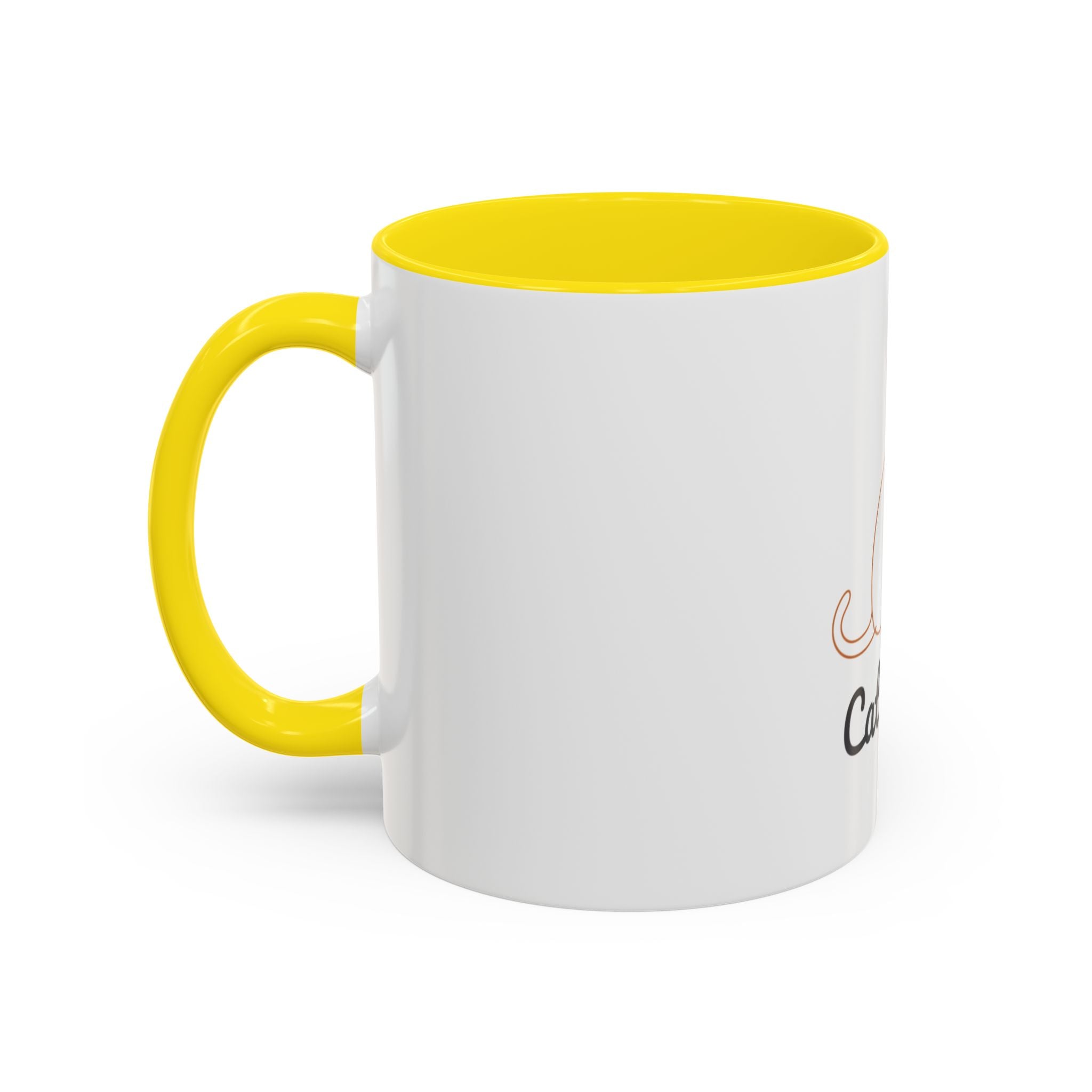 Cat Mom Accent Coffee Mug — 11/15oz Cat Lover Ceramic Mug (Black Interior & Handle)