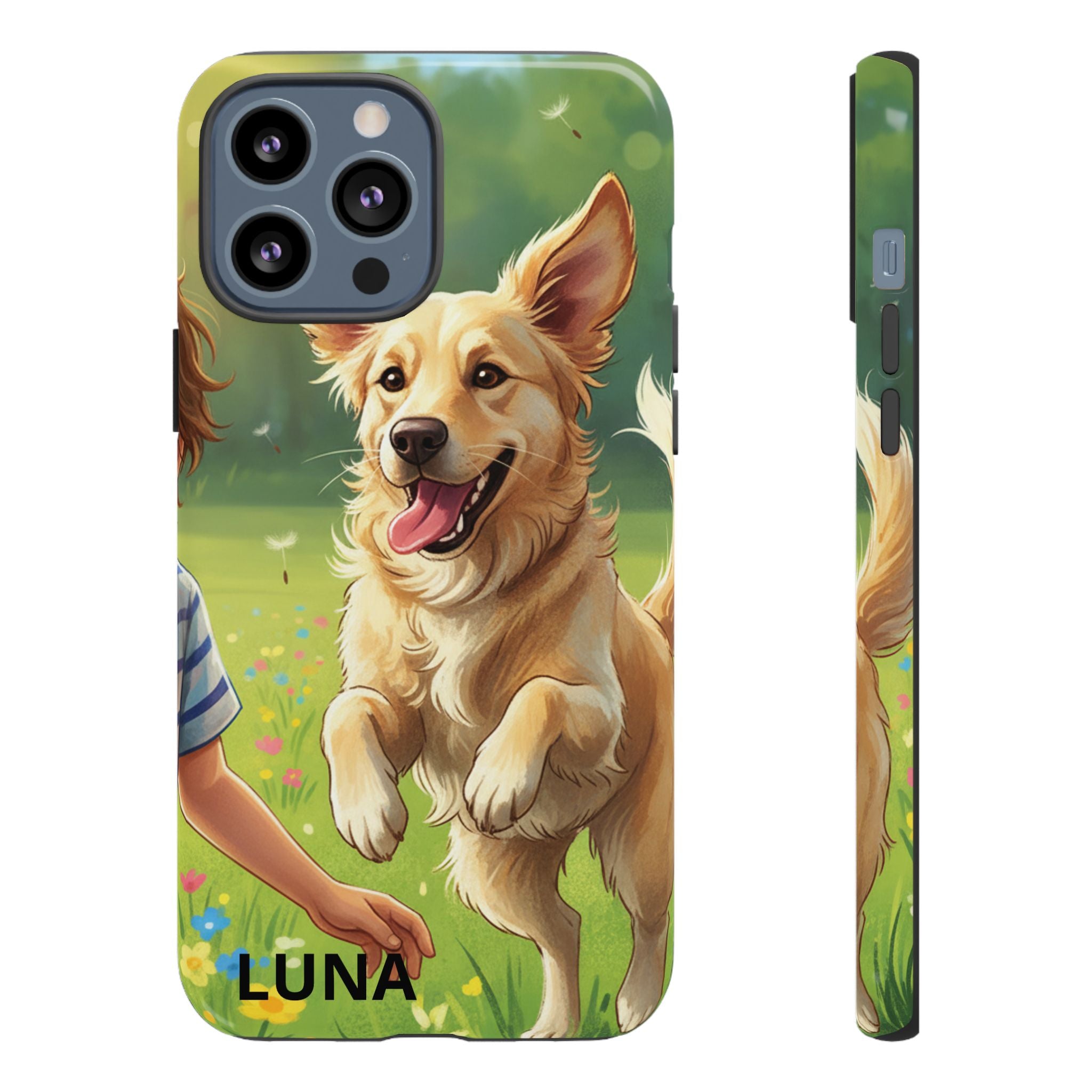 Phone Case - Personalized Cute Golden Retriever Phone Case (Name Customizable)