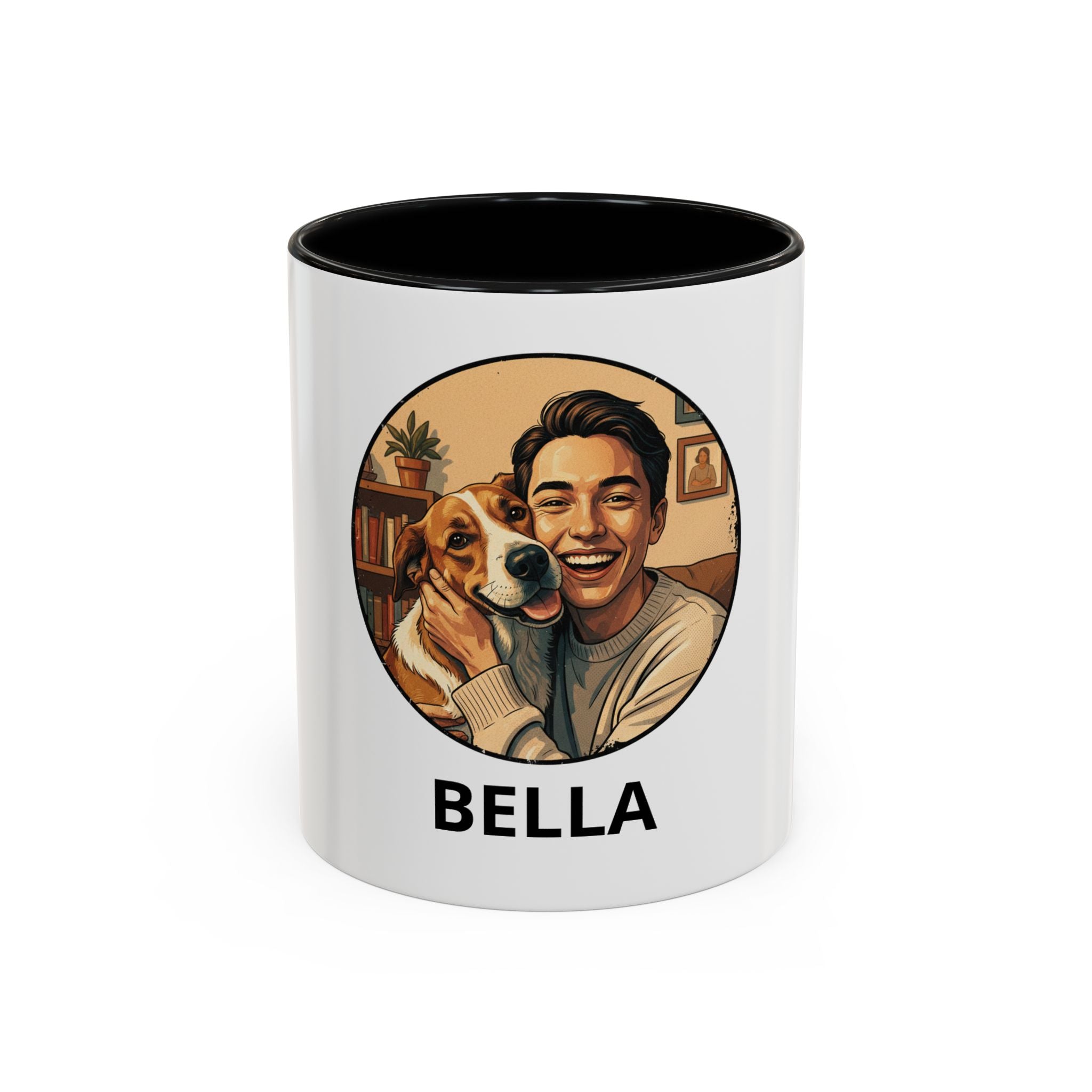 Photo Pet & Owner Portrait Accent Coffee Mug — Custom Dog Lover Gift (11/15oz)