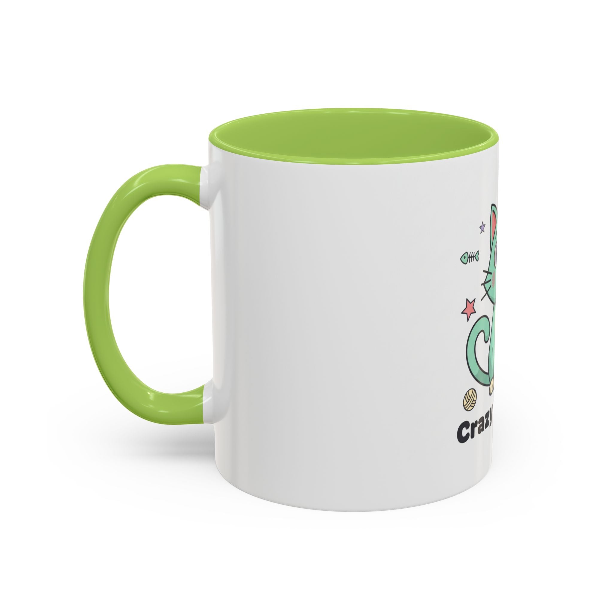 Mint Green Cat Accent Mug, Cute Ceramic Coffee Cup for Cat Lovers, Microwave and Dishwasher Safe, 11oz or 15oz