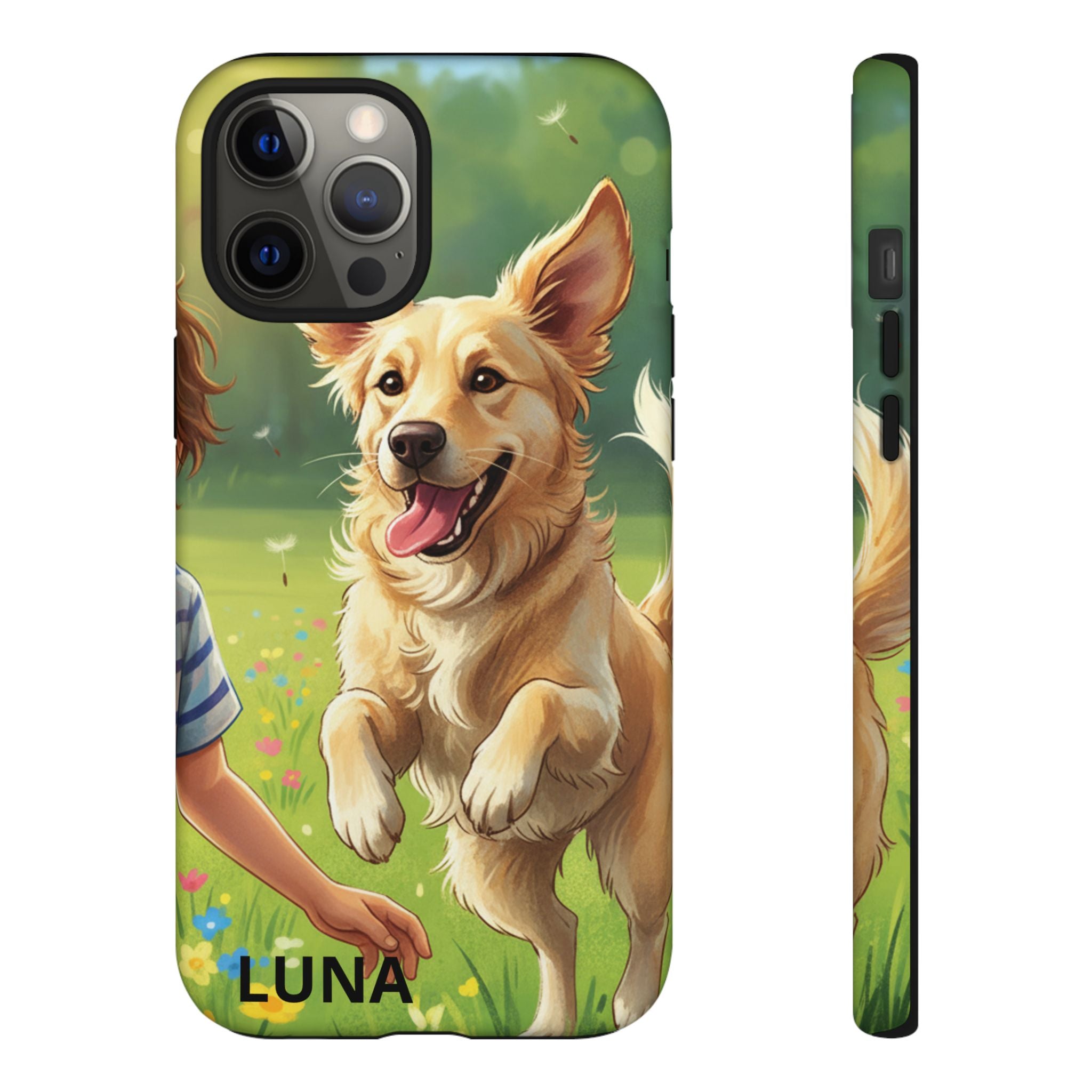 Phone Case - Personalized Cute Golden Retriever Phone Case (Name Customizable)