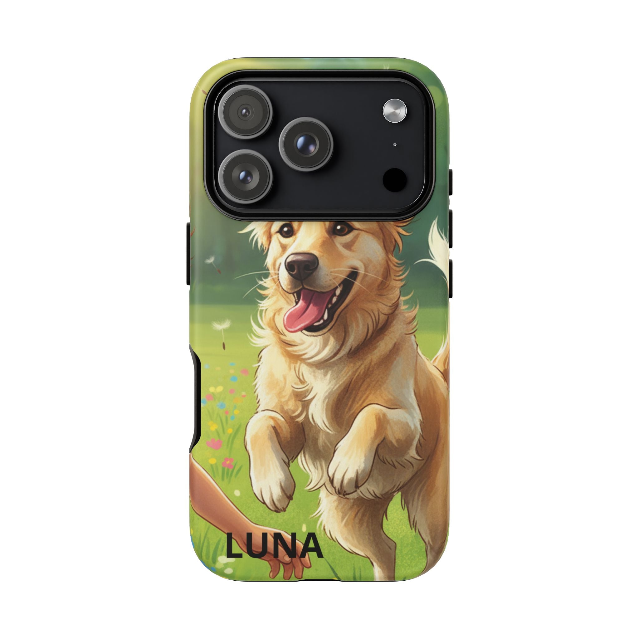 Phone Case - Personalized Cute Golden Retriever Phone Case (Name Customizable)