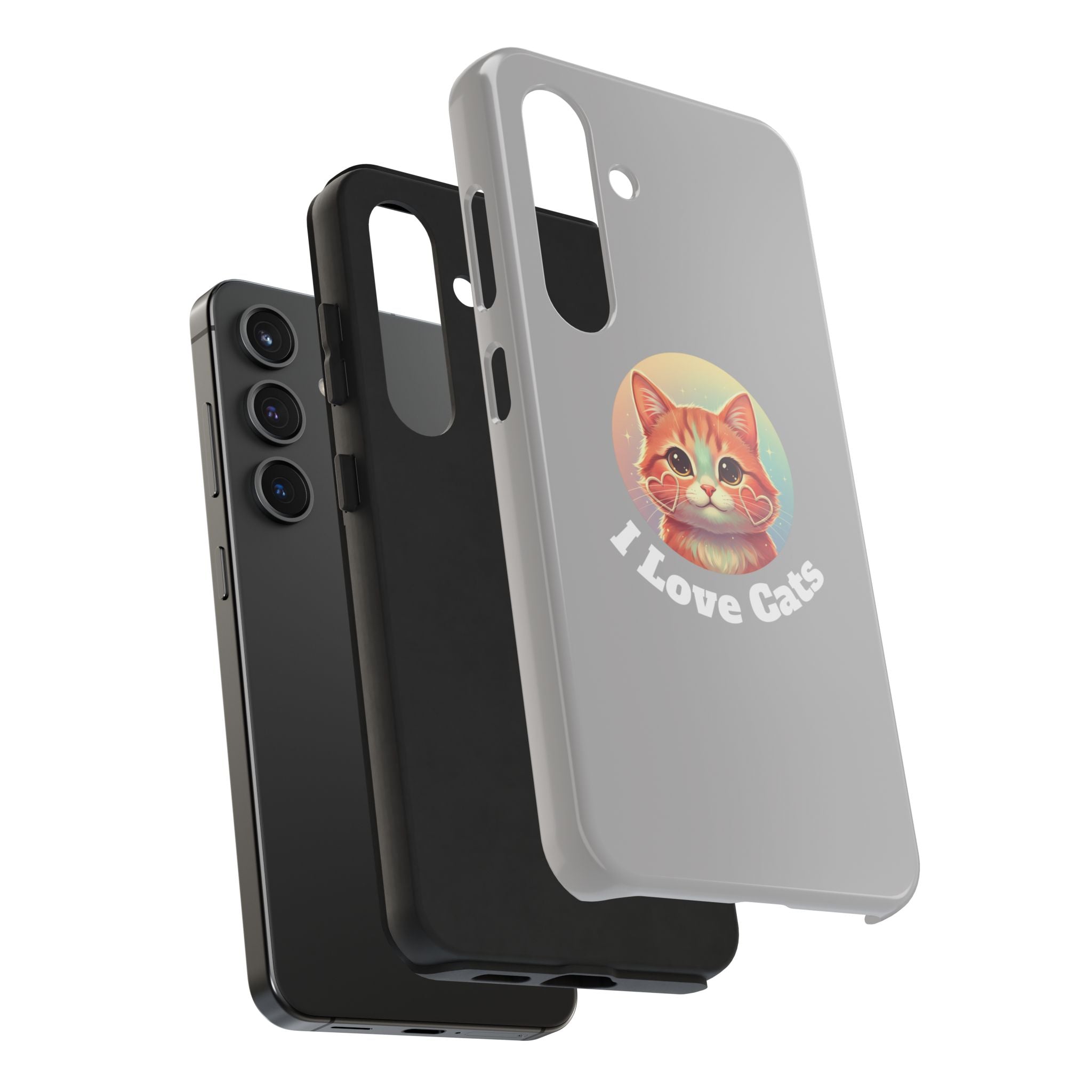 I Love Cat Tough Phone Case — Cute Retro Kitty Protective Phone Cover