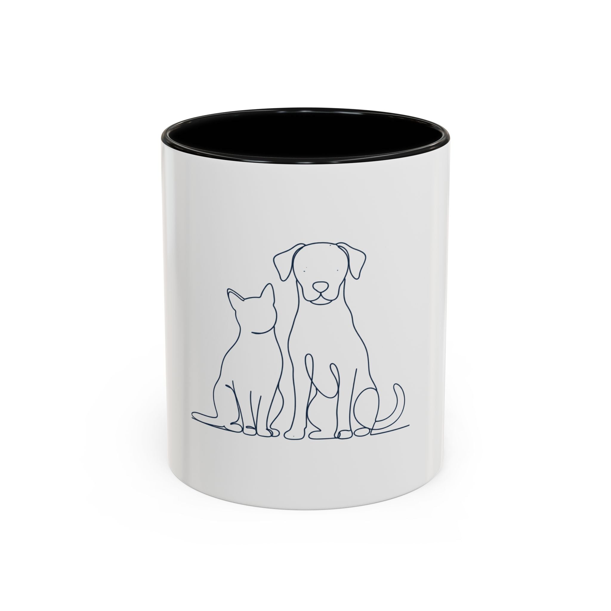 Personalized Cat & Dog Line Art Coffee Mug — Accent 11/15oz