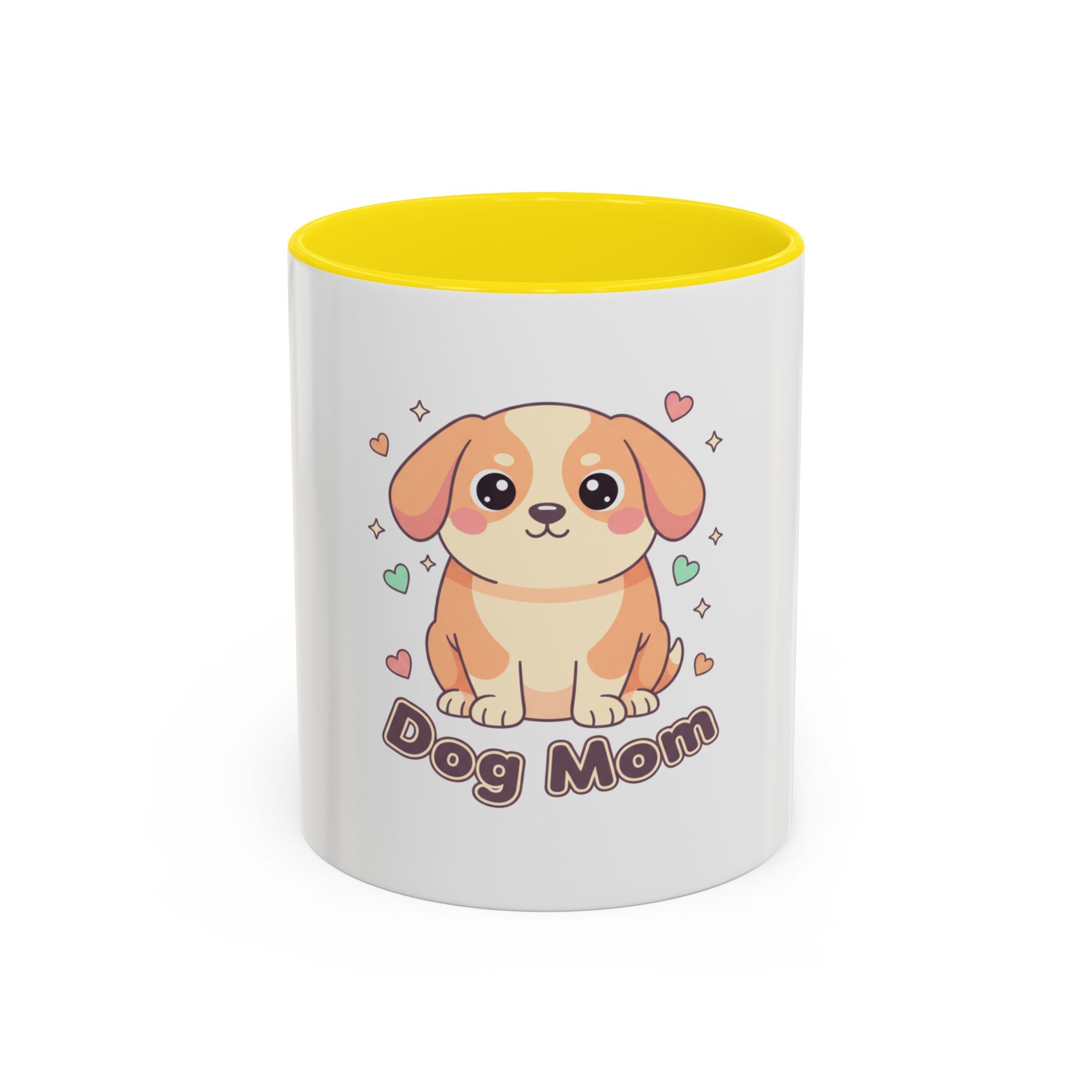 Dog Mom Coffee Mug — Cute Puppy Accent Mug (11/15 oz)