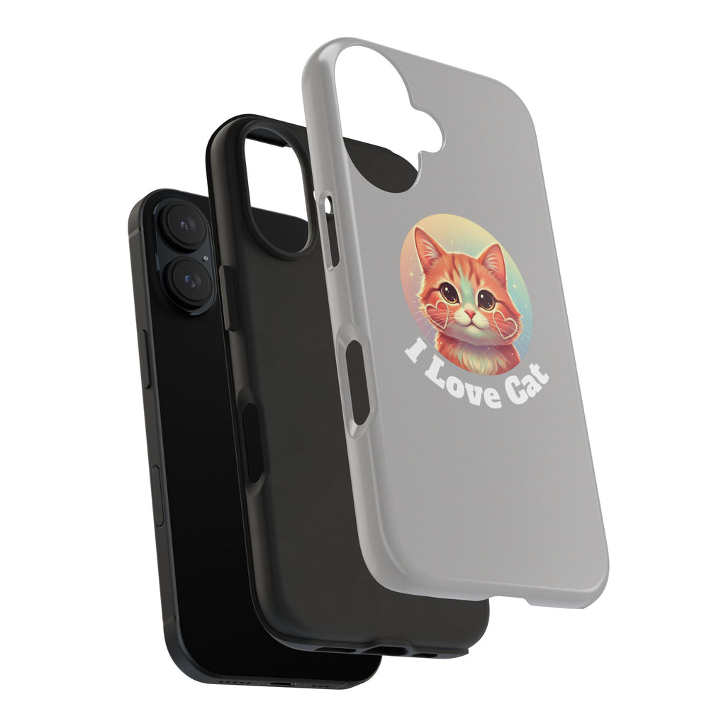 I Love Cat Tough Phone Case — Cute Retro Kitty Protective Phone Cover