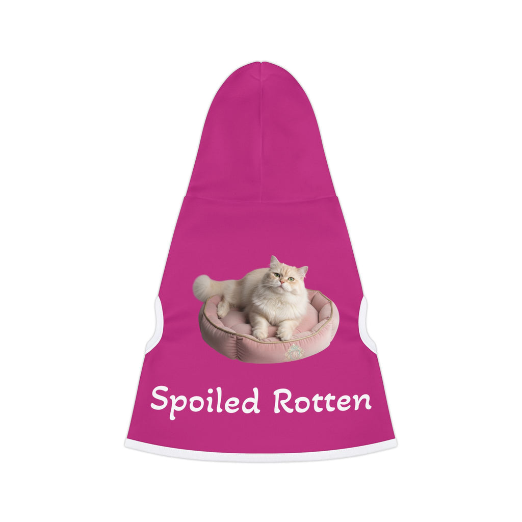 Pet Hoodie — "Spoiled Rotten" Pink Pet Hoodie with Cute Cat Photo