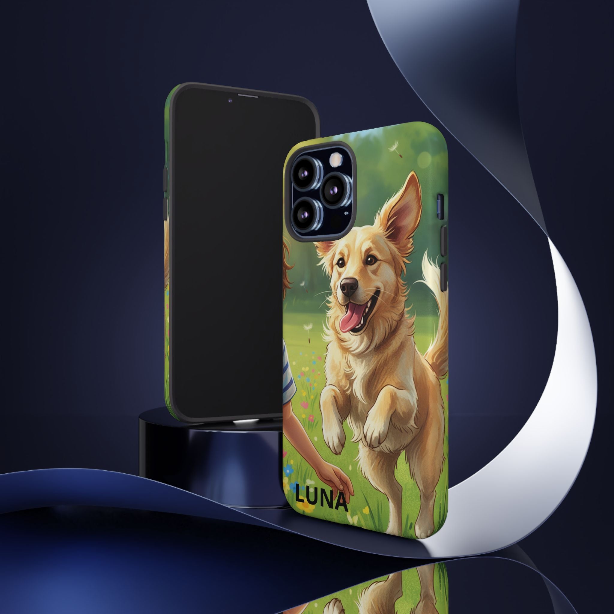 Phone Case - Personalized Cute Golden Retriever Phone Case (Name Customizable)