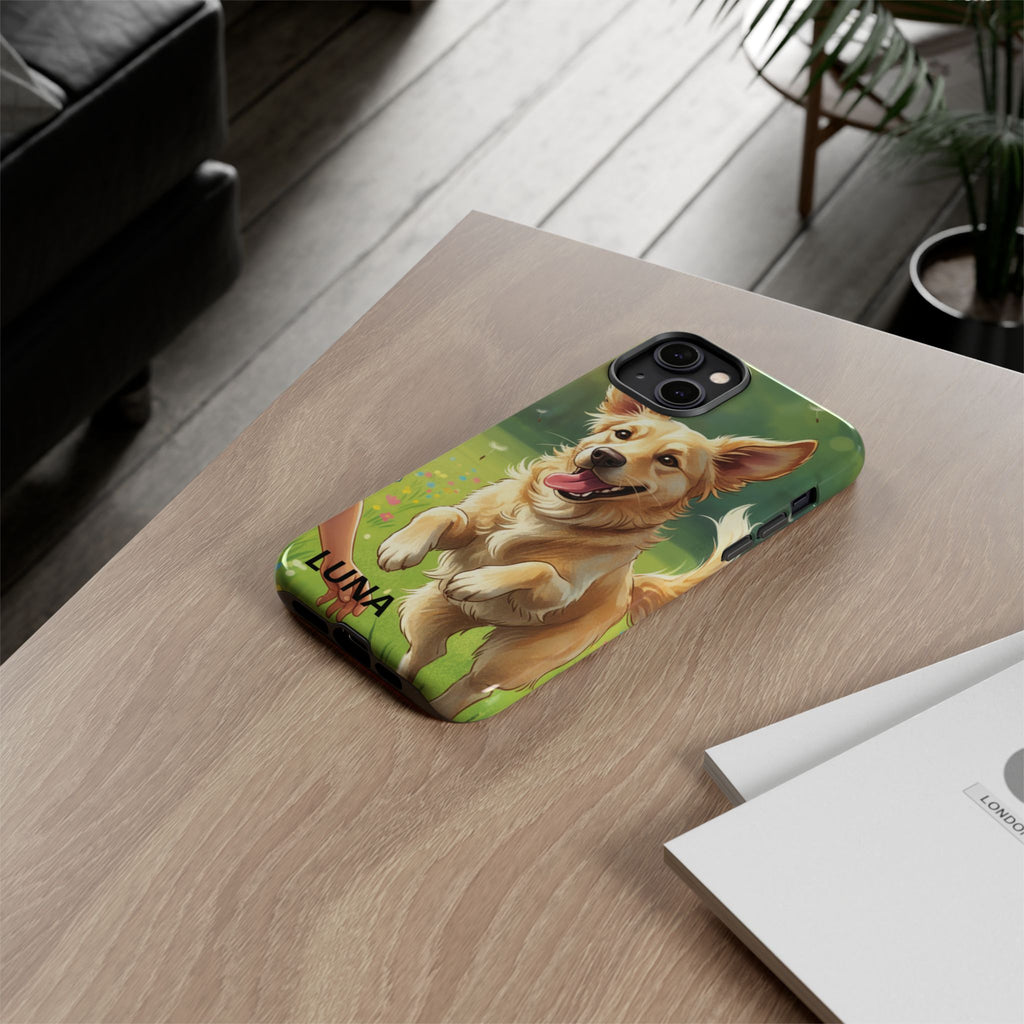 Phone Case - Personalized Cute Golden Retriever Phone Case (Name Customizable)