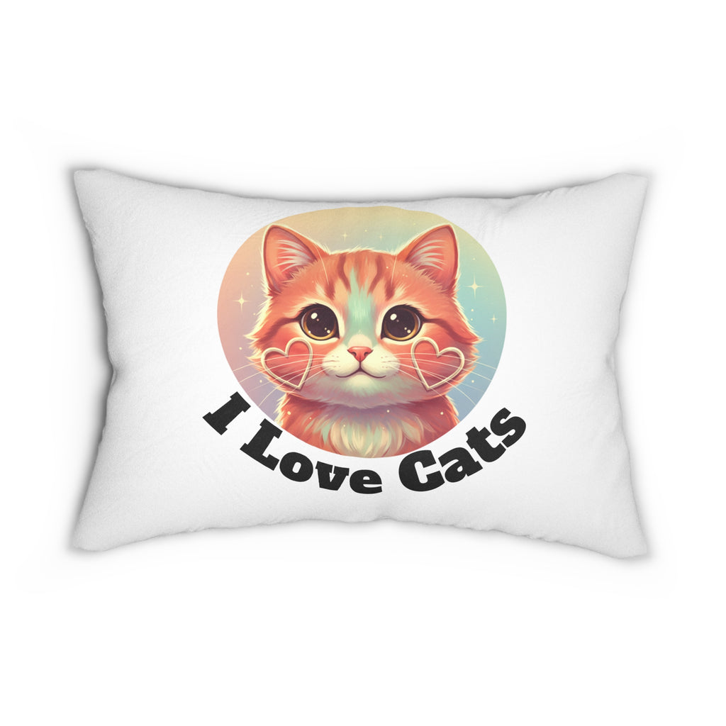Lumbar Pillow — I Love Cats Cute Retro Cat Face Throw Pillow