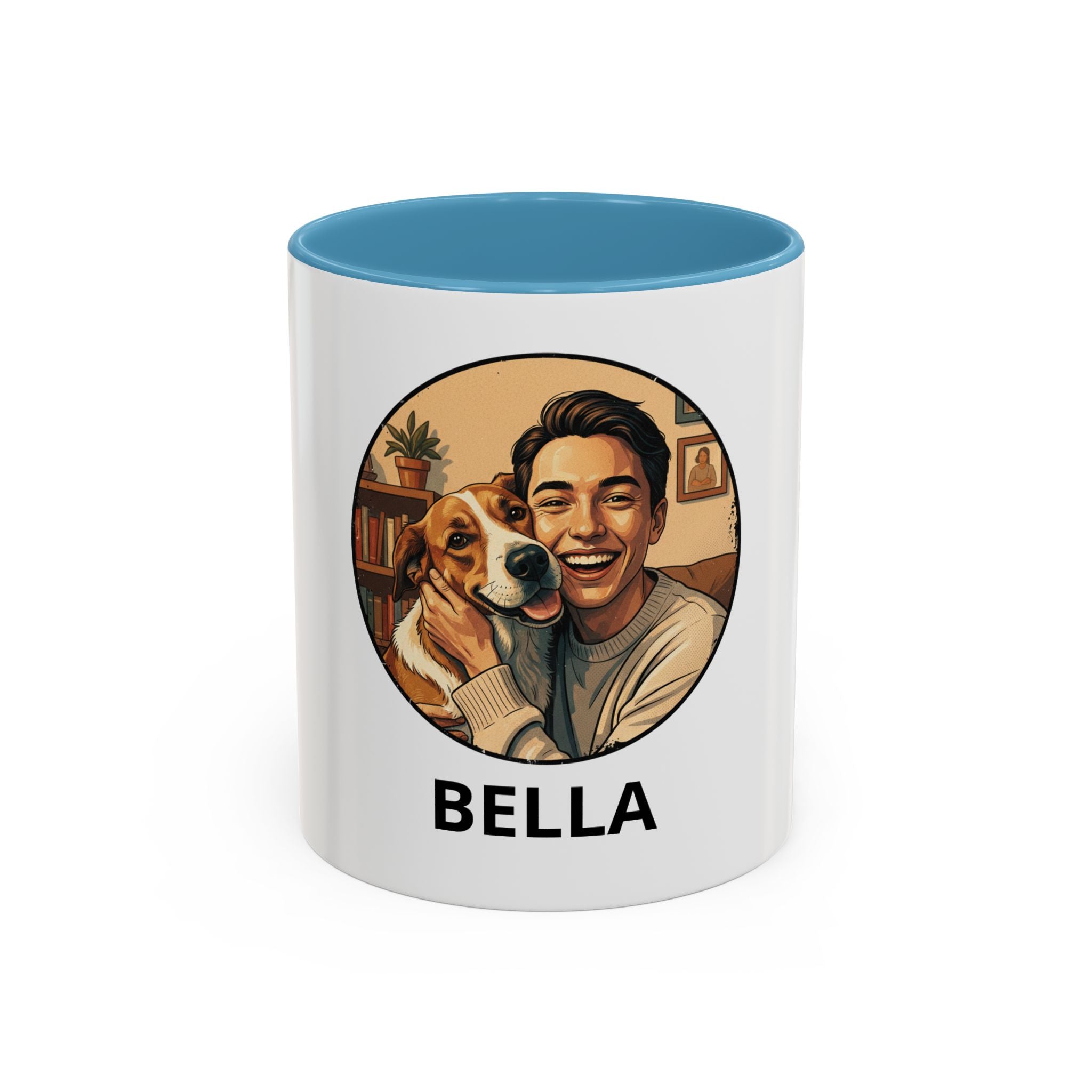 Photo Pet & Owner Portrait Accent Coffee Mug — Custom Dog Lover Gift (11/15oz)