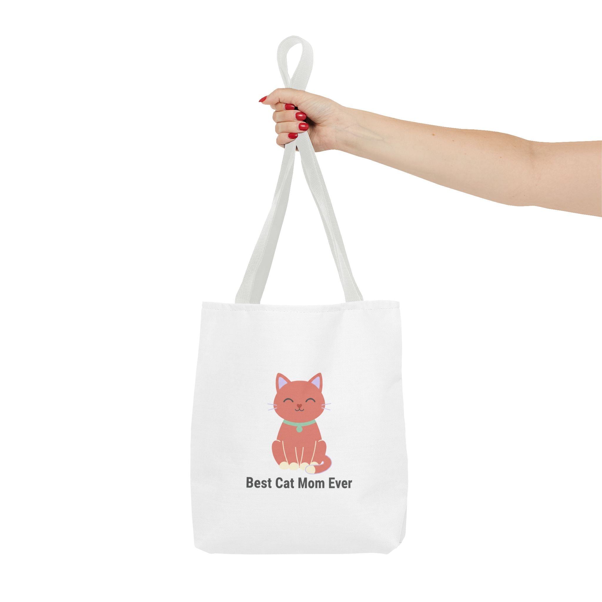 Best Cat Mom Ever Tote Bag — Cute Cat Graphic Canvas Tote for Cat Lovers