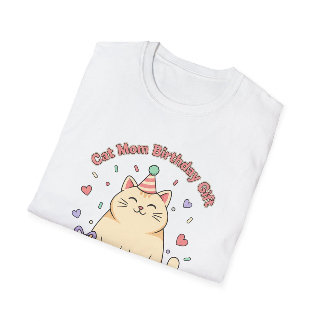 Birthday Cat T-Shirt — Cute Party Cat with 'Our Mom Birthday Gift' Design